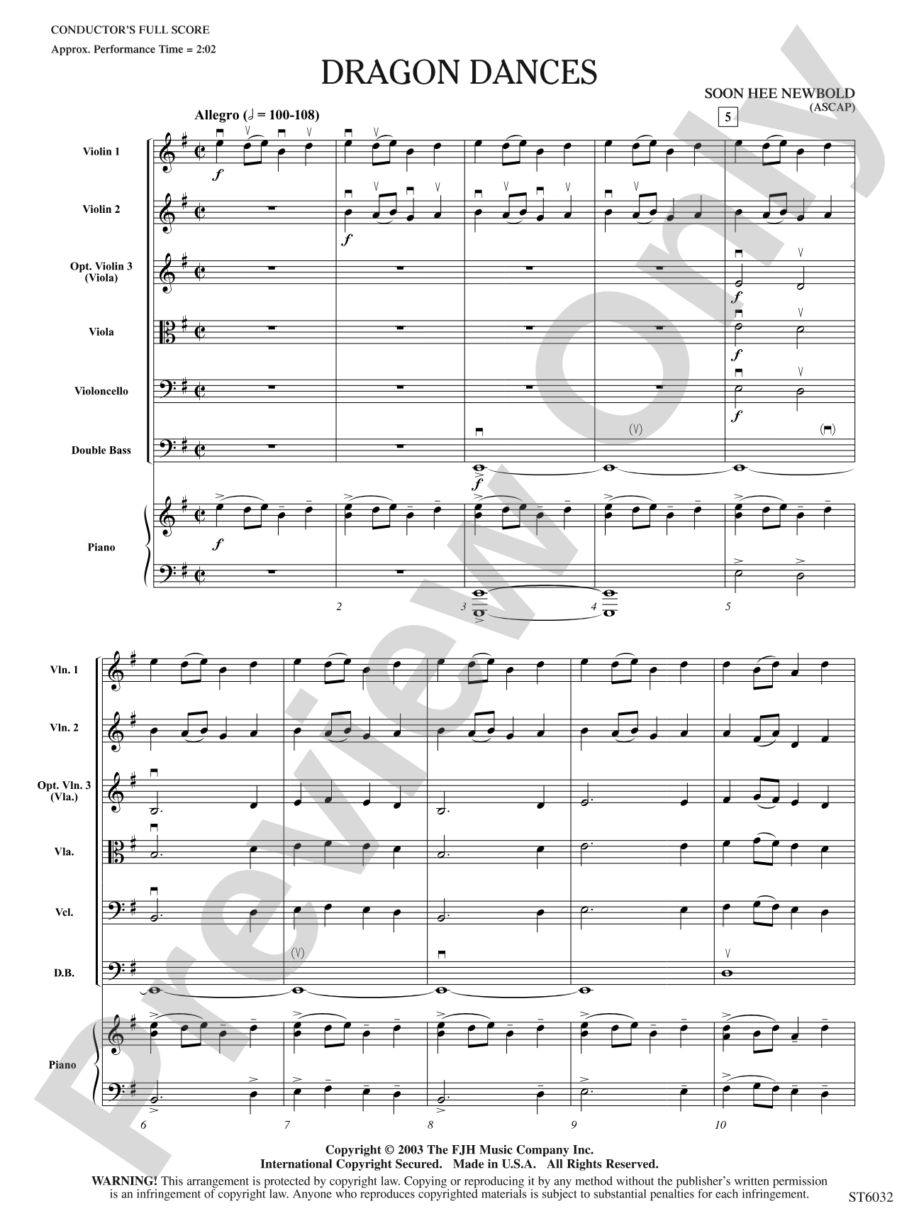 Dragon Dances: Score