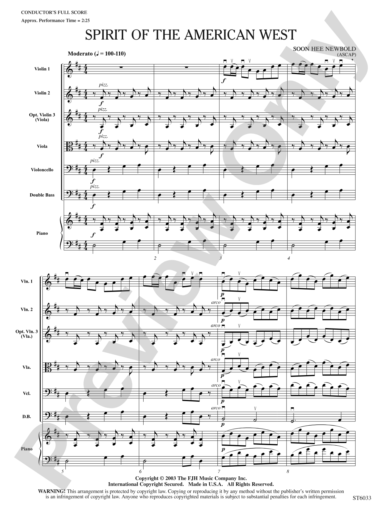 Spirit of the American West: Score