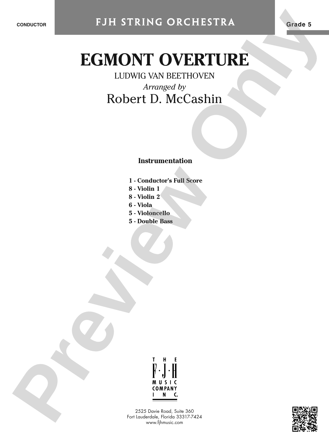 Egmont Overture: String Orchestra Conductor Score & Parts