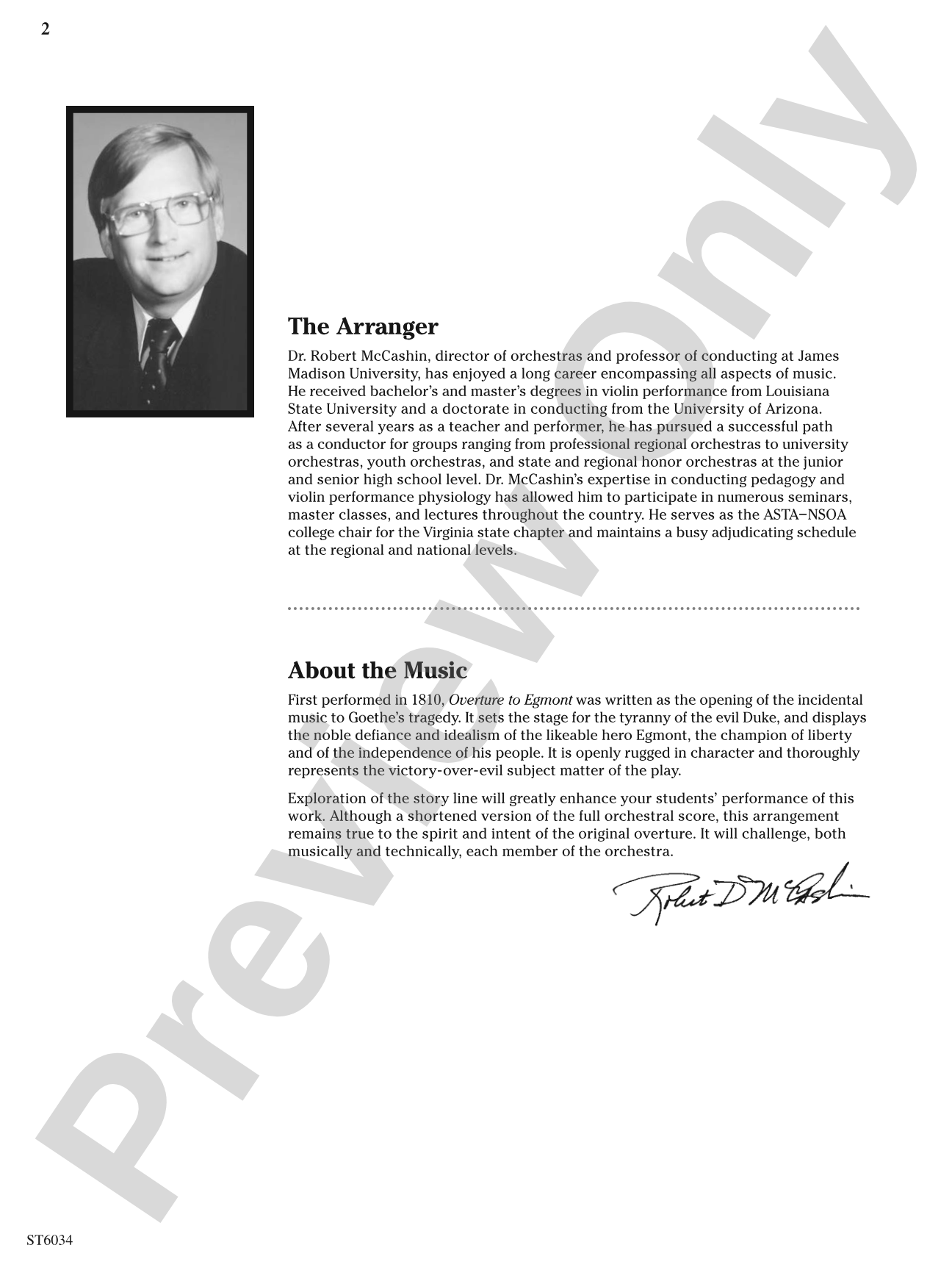 Egmont Overture: String Orchestra Conductor Score & Parts