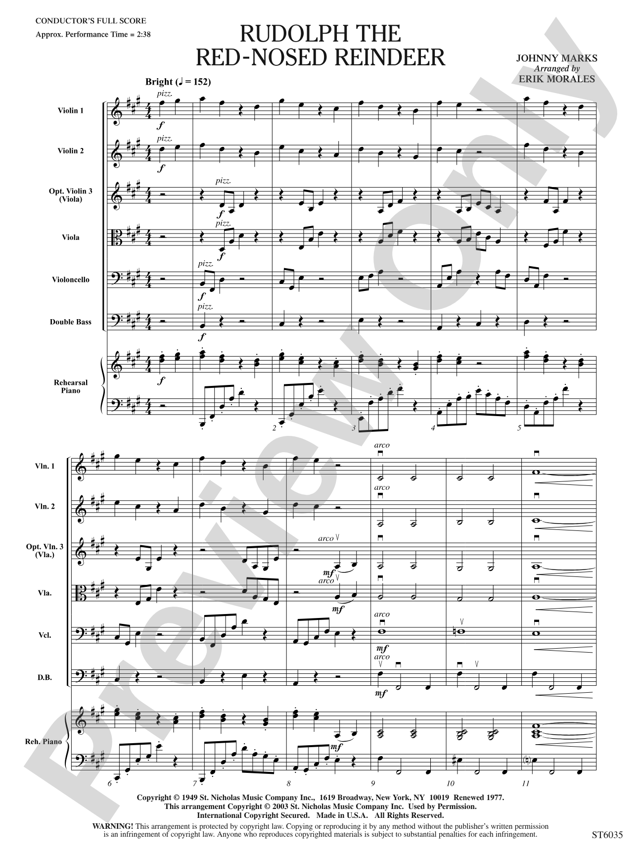 Rudolph the Red-Nosed Reindeer: Score: String Orchestra