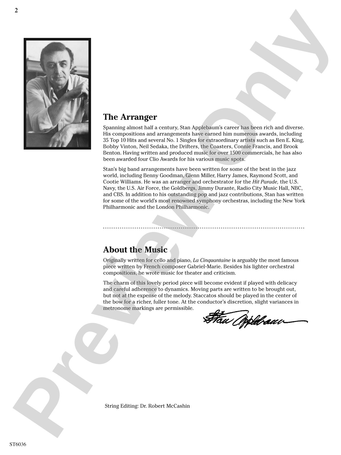 La Cinquantaine: String Orchestra Conductor Score & Parts