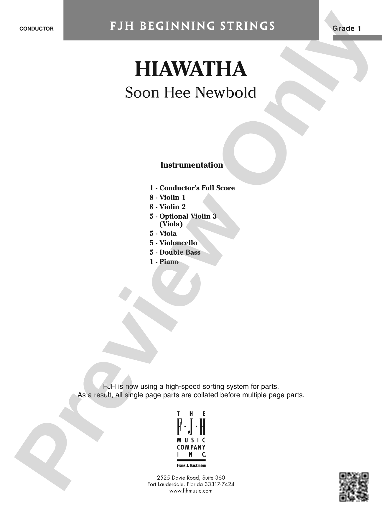 Hiawatha: String Orchestra Conductor Score & Parts