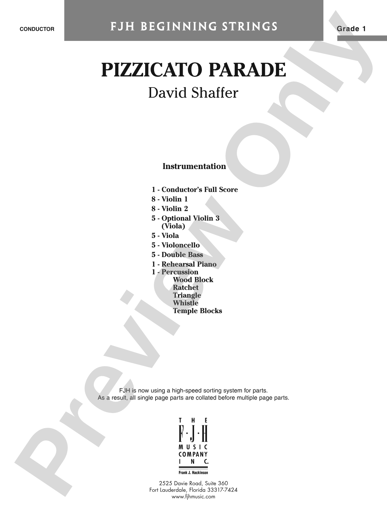 Pizzicato Parade: String Orchestra Conductor Score & Parts