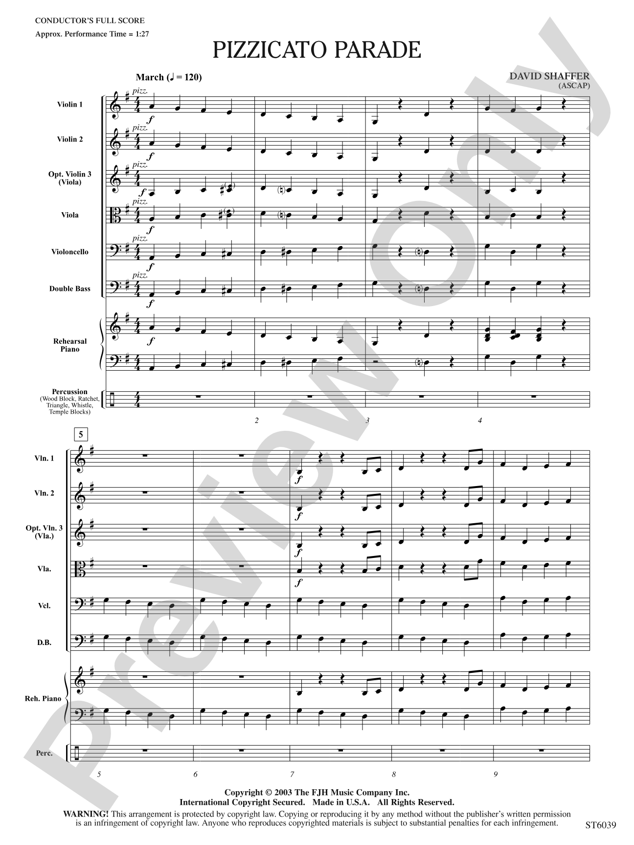 Pizzicato Parade: String Orchestra Conductor Score & Parts