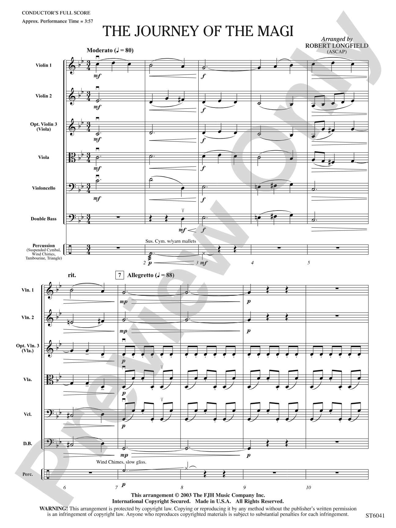 The Journey of the Magi: String Orchestra Conductor Score & Parts