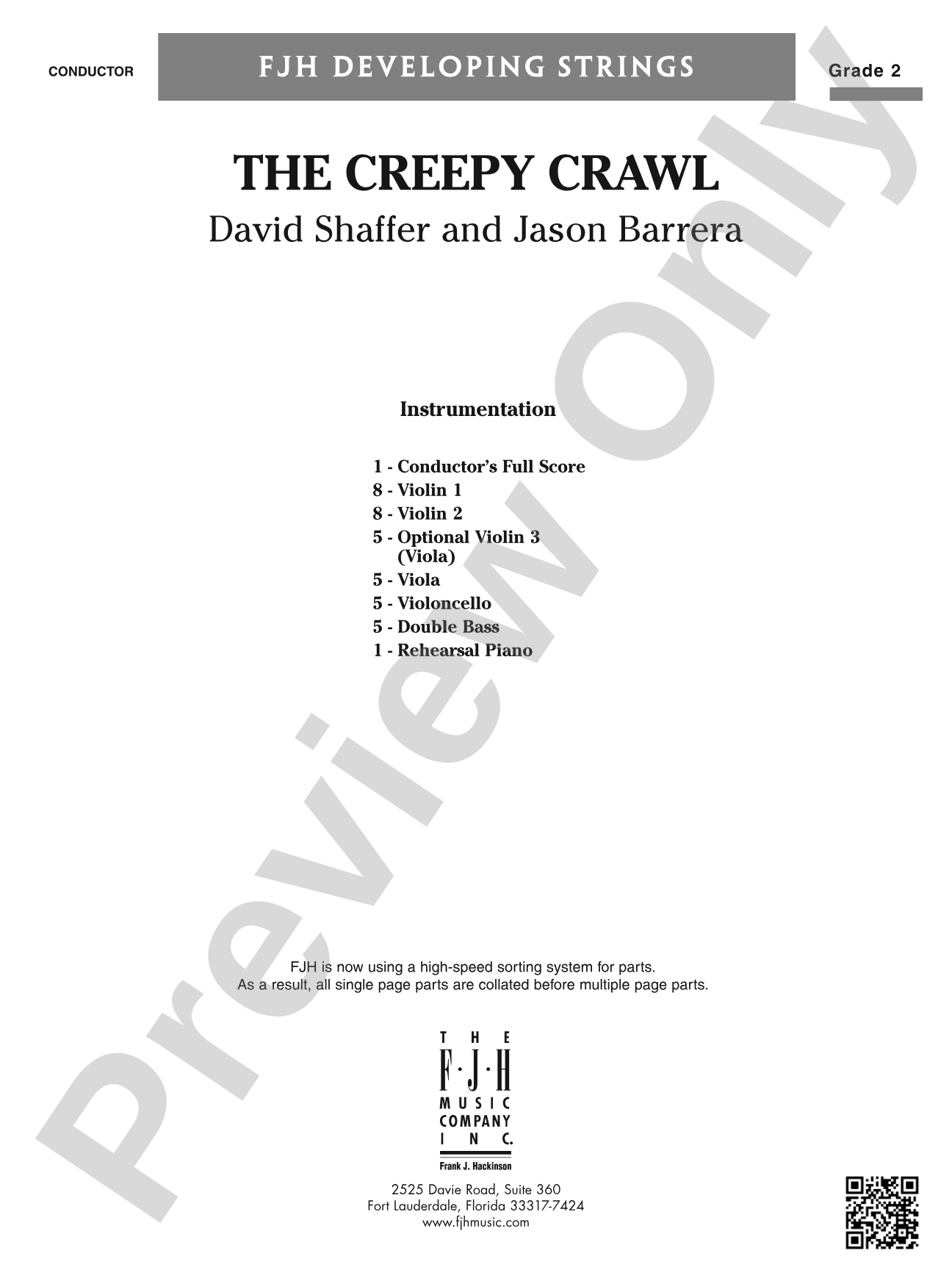 The Creepy Crawl: String Orchestra Conductor Score & Parts