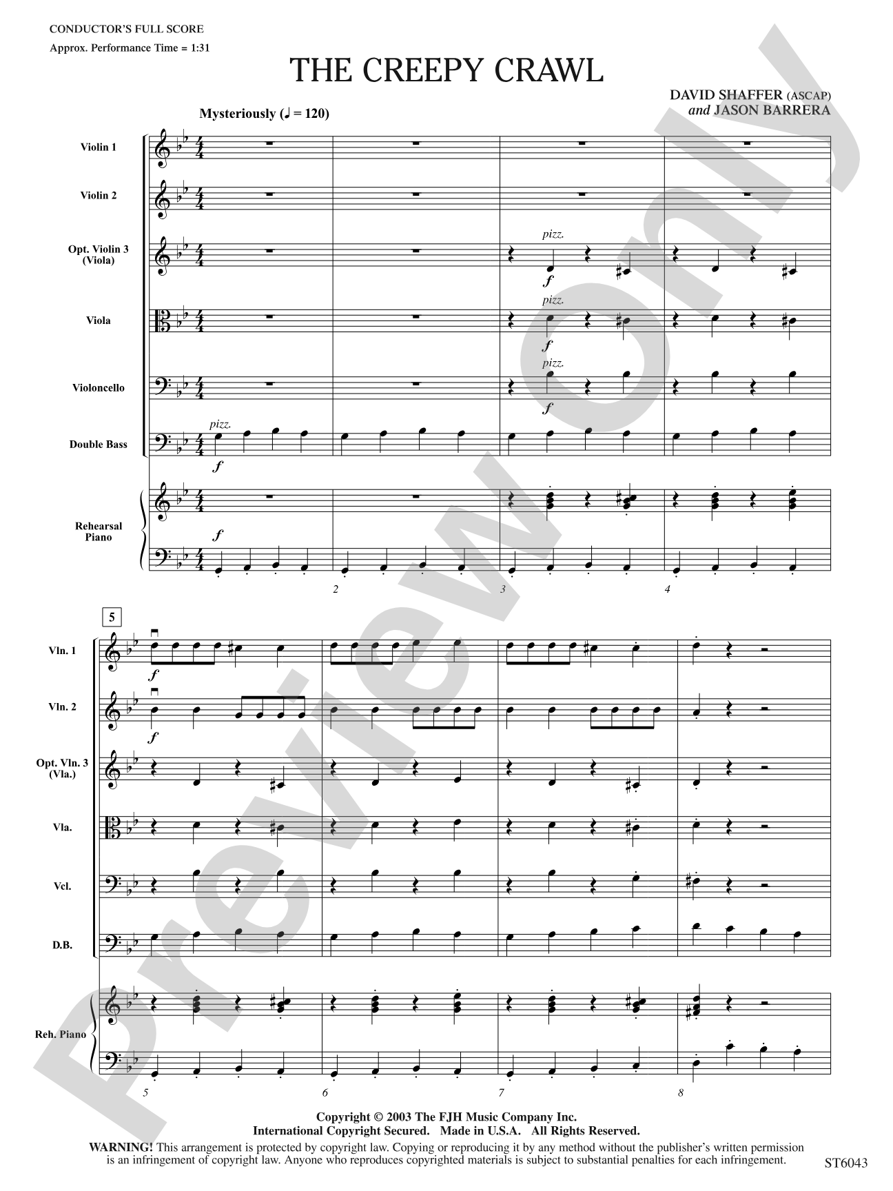 The Creepy Crawl: String Orchestra Conductor Score & Parts