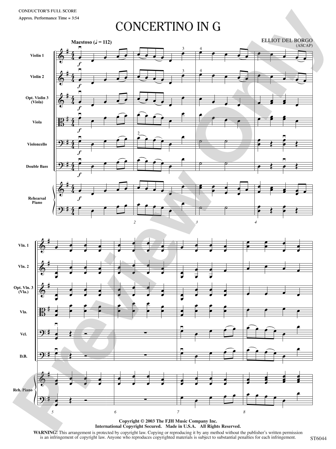 Concertino in G: String Orchestra Conductor Score & Parts
