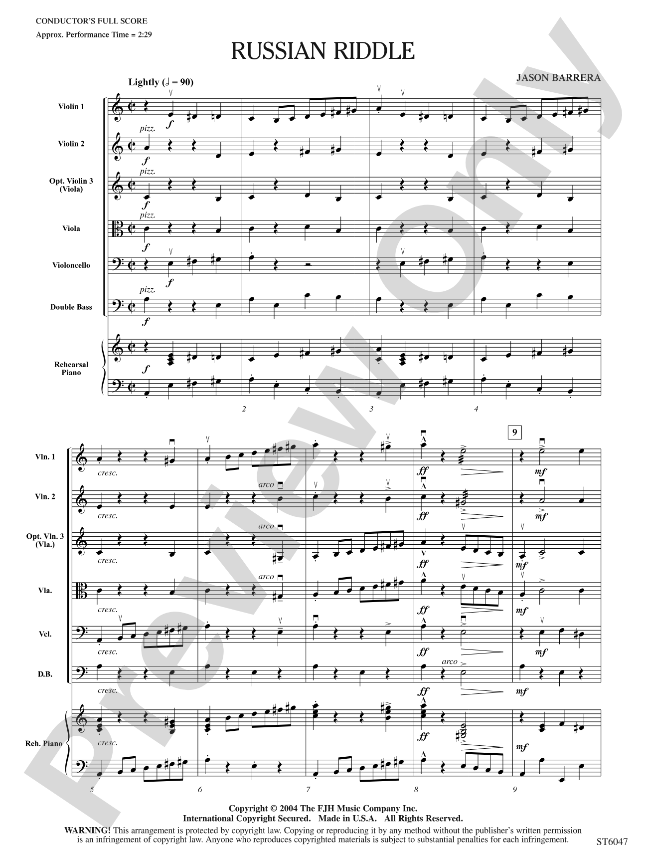 Russian Riddle: String Orchestra Conductor Score & Parts