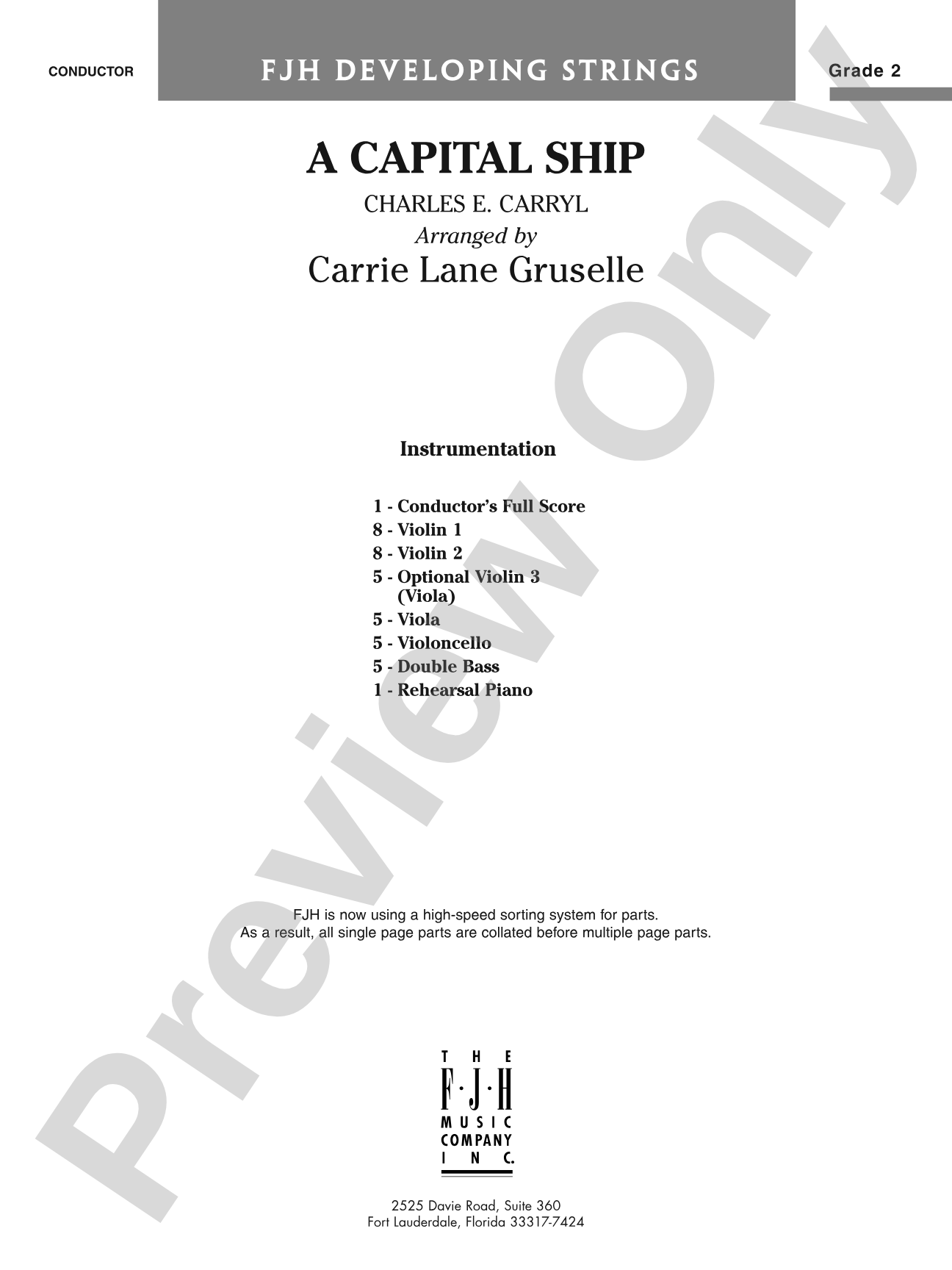 A Capital Ship: String Orchestra Conductor Score & Parts