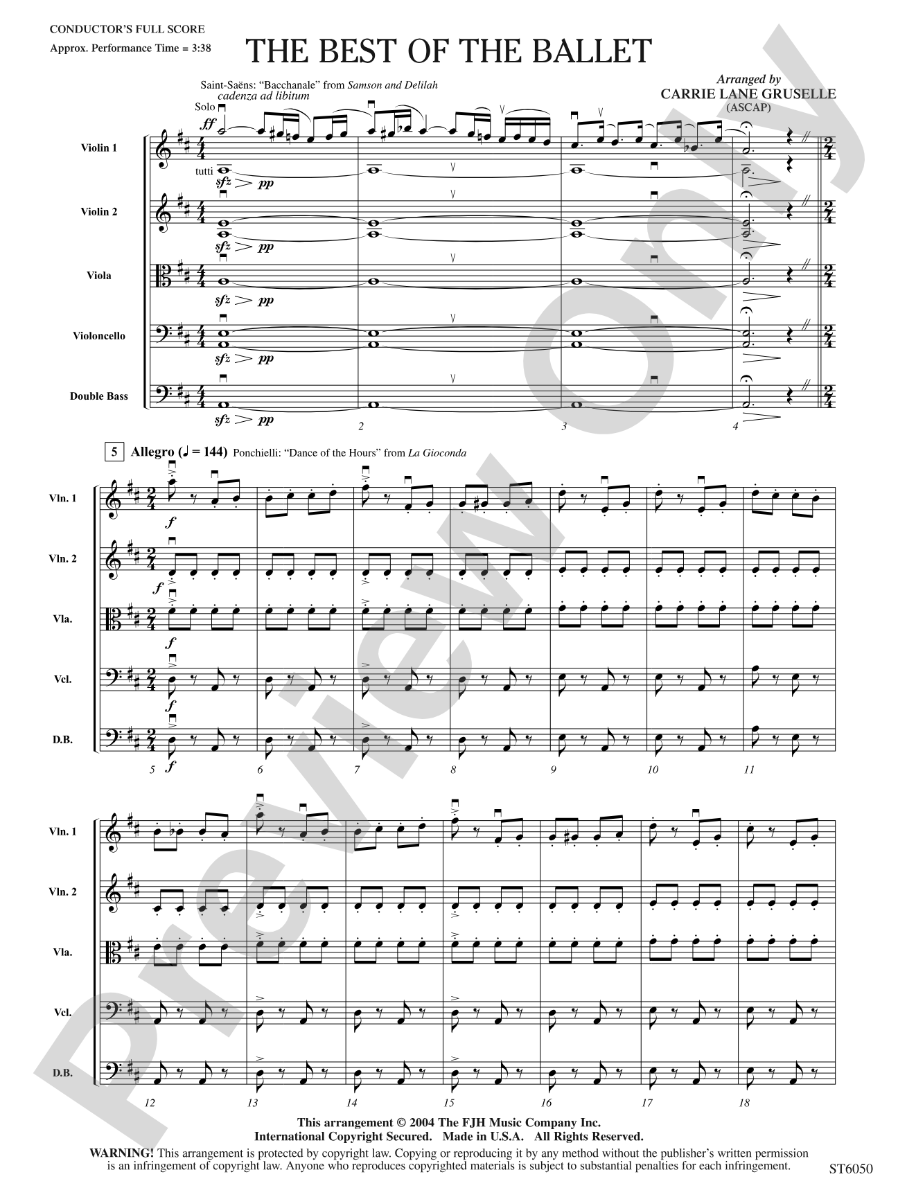 The Best of the Ballet: String Orchestra Conductor Score & Parts