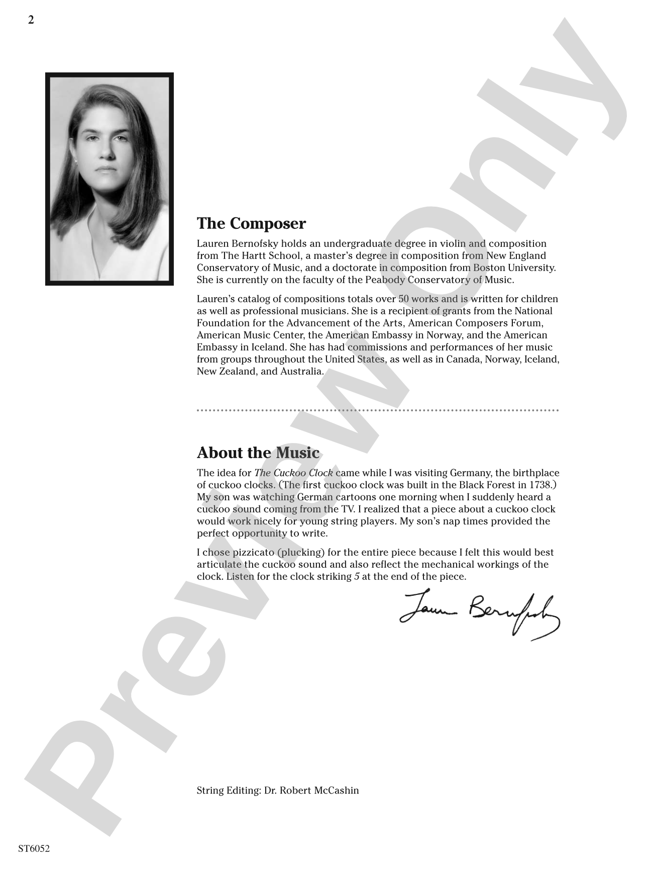 The Cuckoo Clock: Score