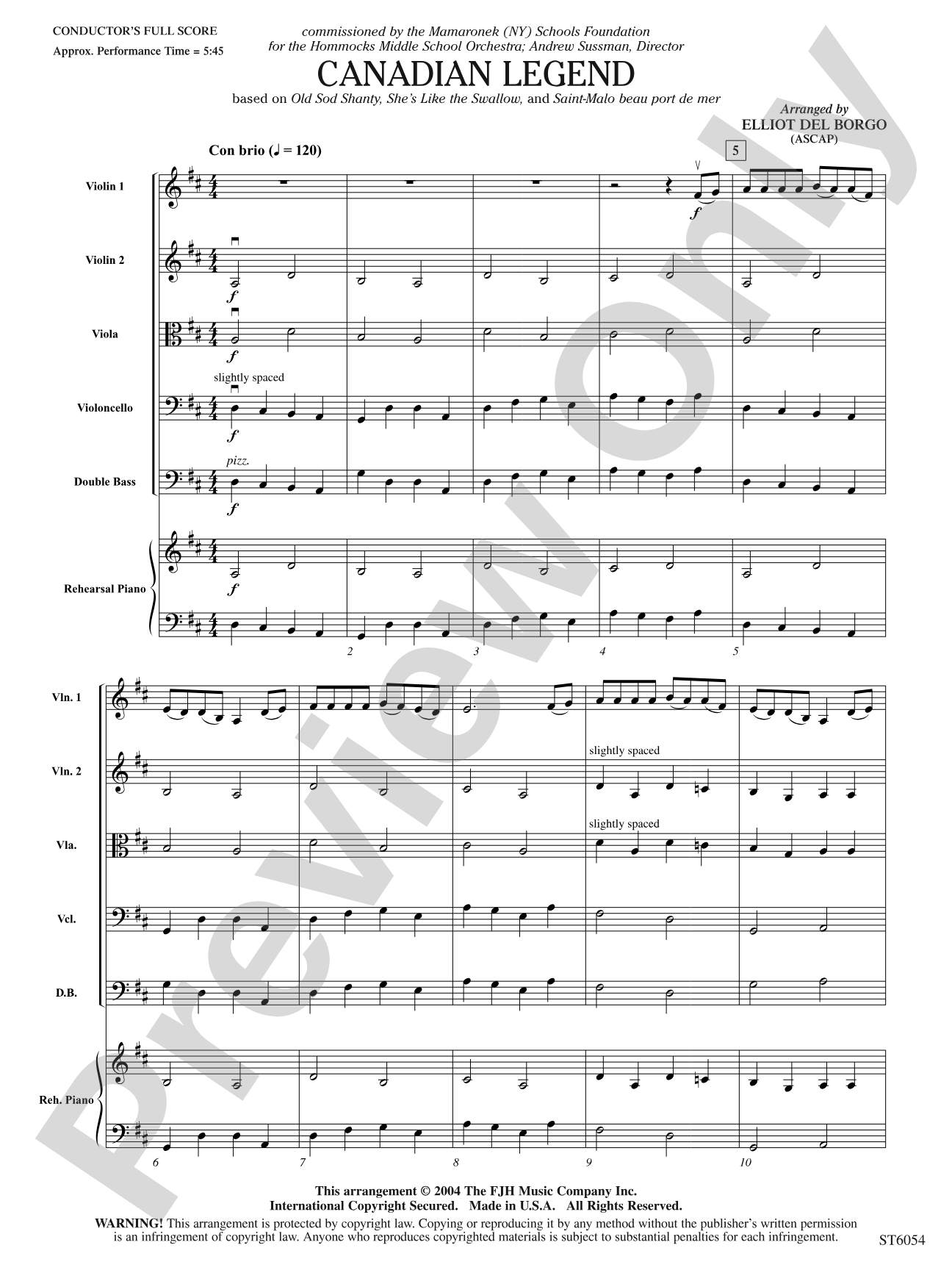 Canadian Legend: Score