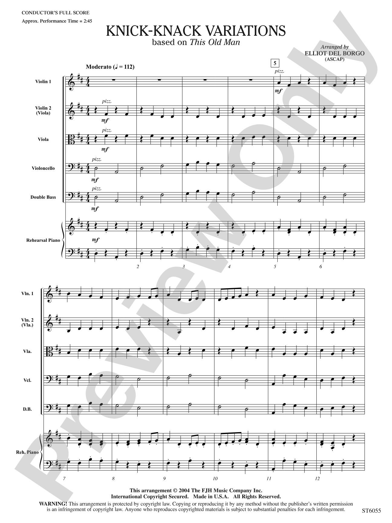 Knick-Knack Variations: String Orchestra Conductor Score & Parts