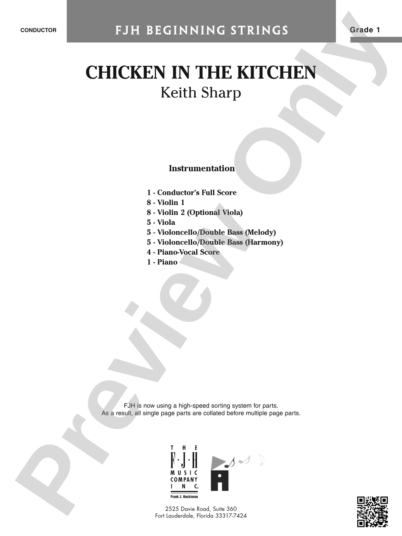 Chicken in the Kitchen: String Orchestra Conductor Score & Parts