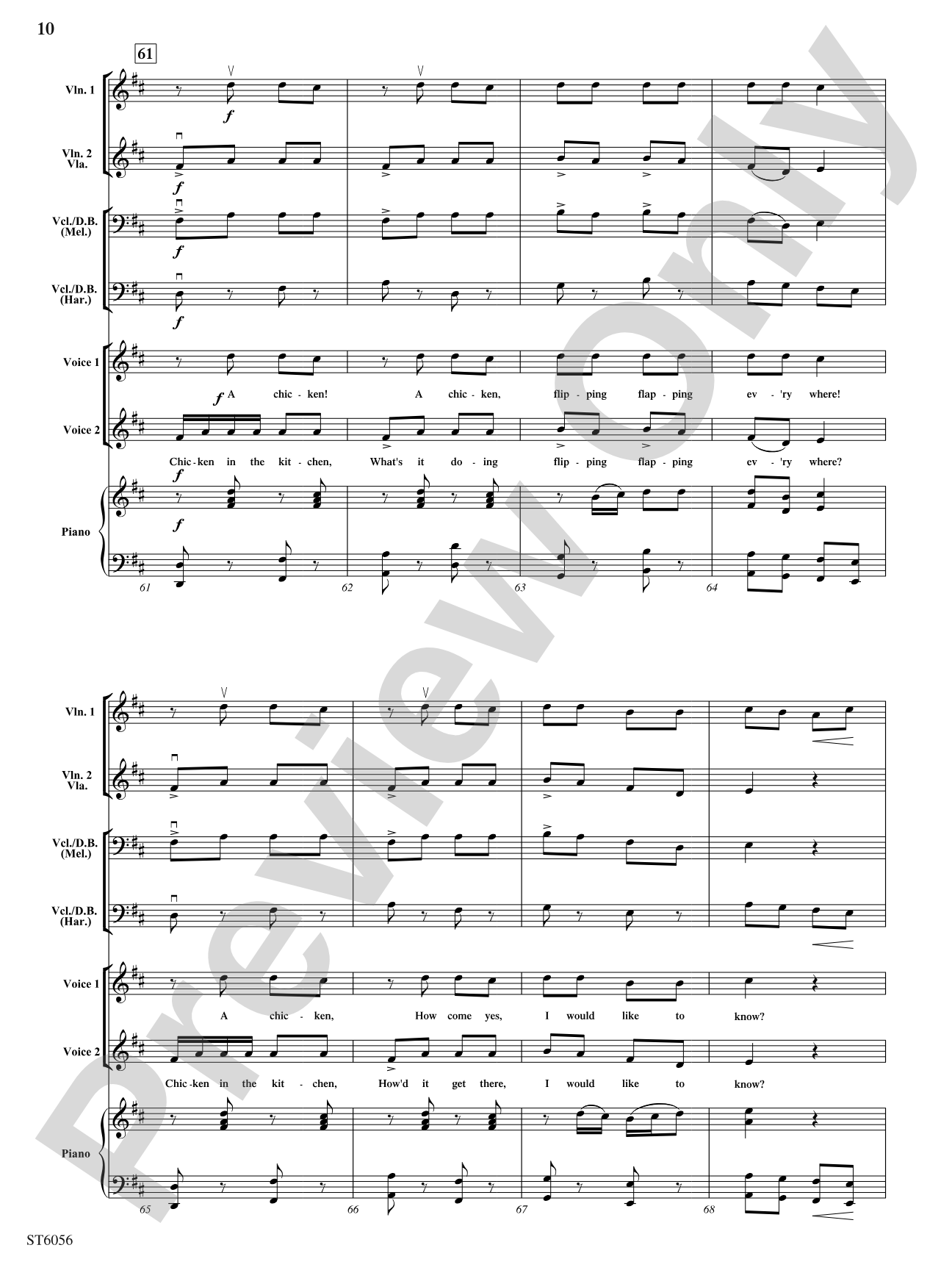 Chicken in the Kitchen: String Orchestra Conductor Score & Parts