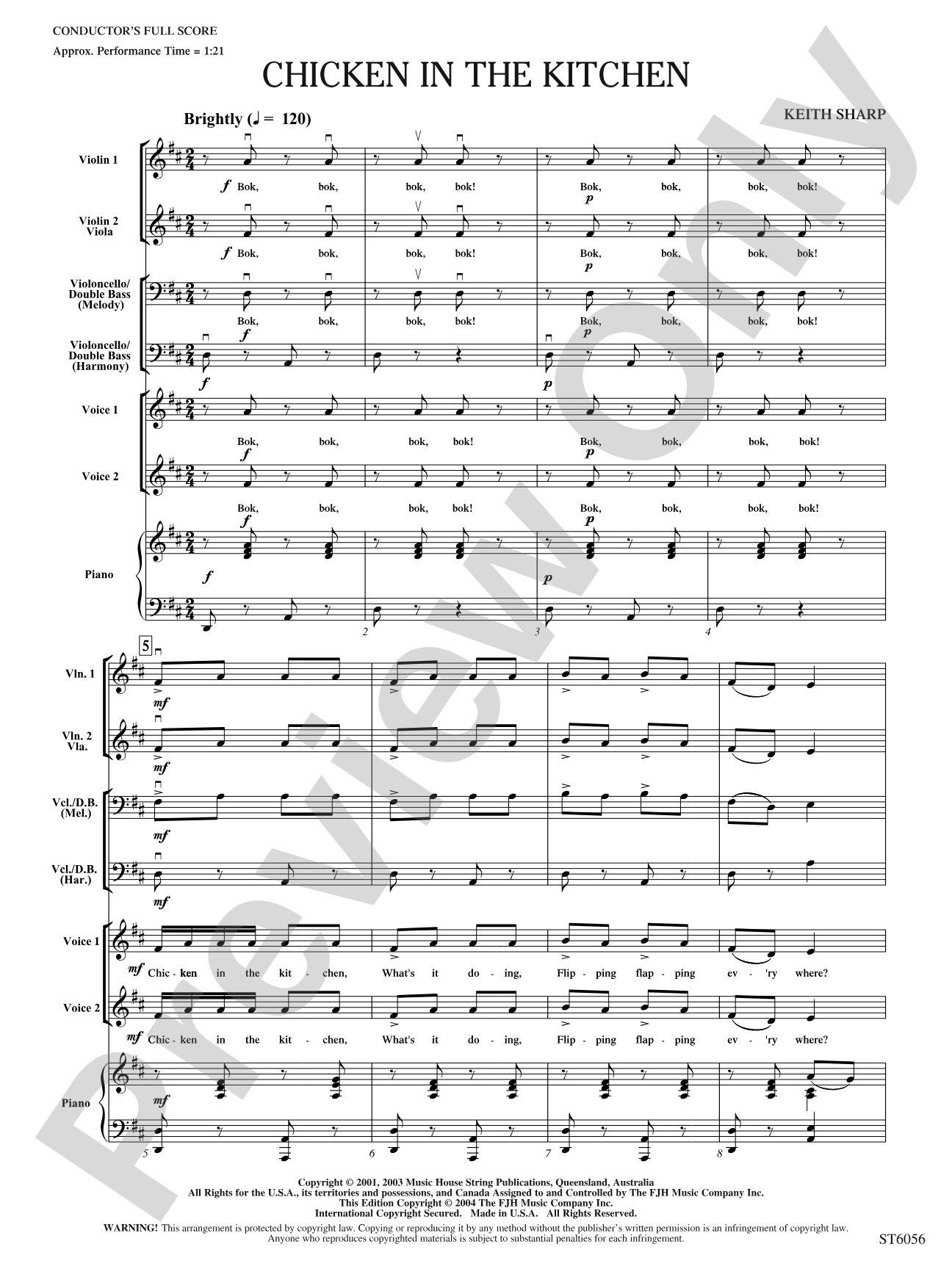 Chicken in the Kitchen: String Orchestra Conductor Score & Parts