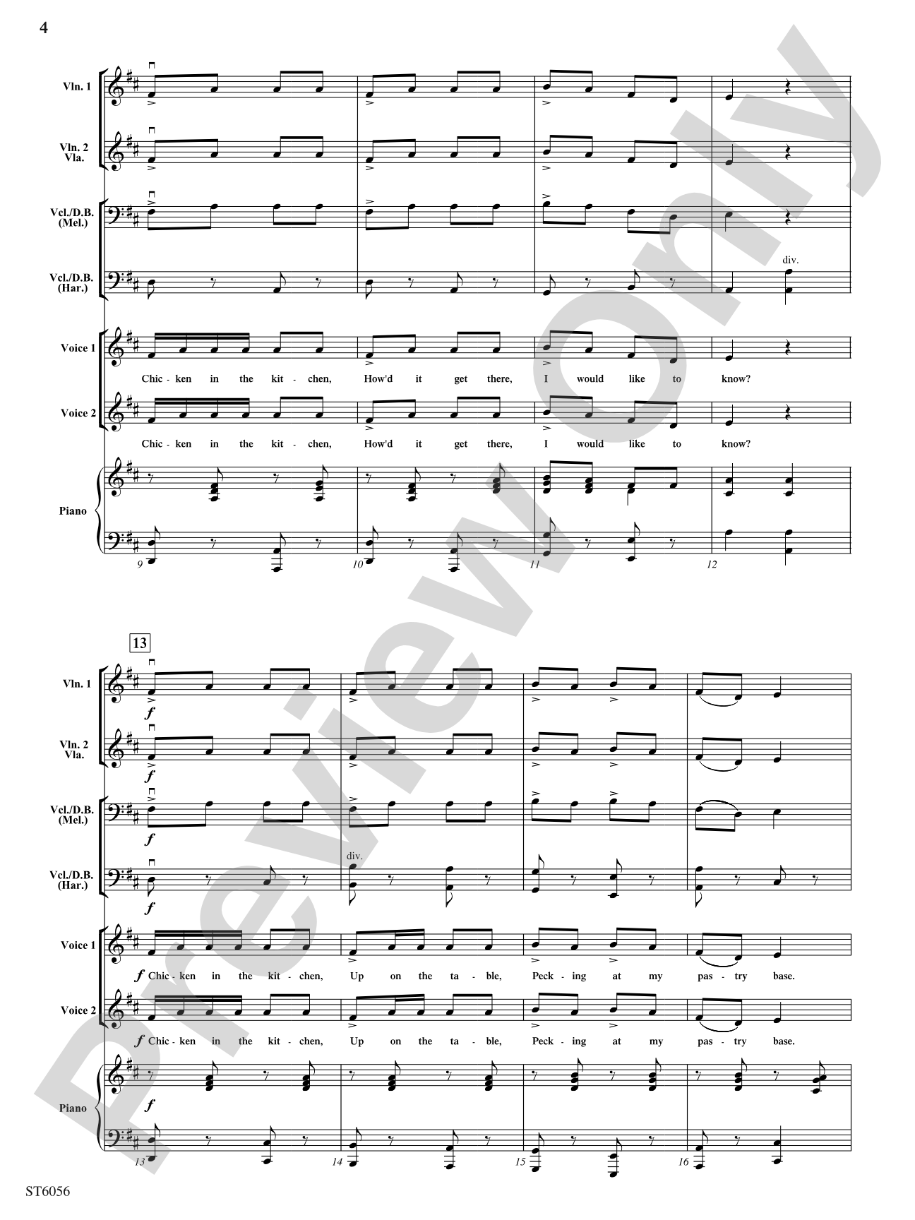 Chicken in the Kitchen: String Orchestra Conductor Score & Parts