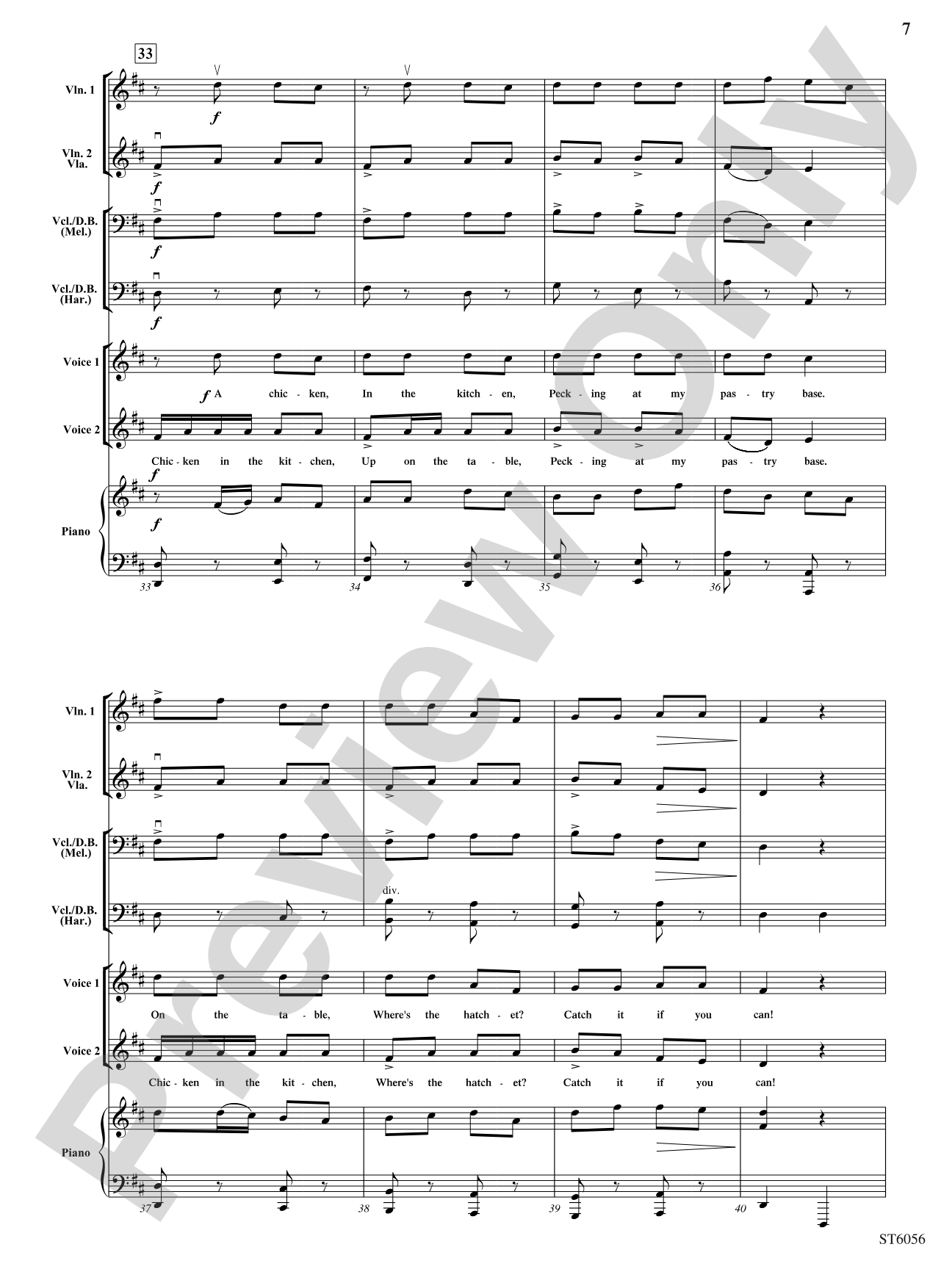 Chicken in the Kitchen: String Orchestra Conductor Score & Parts