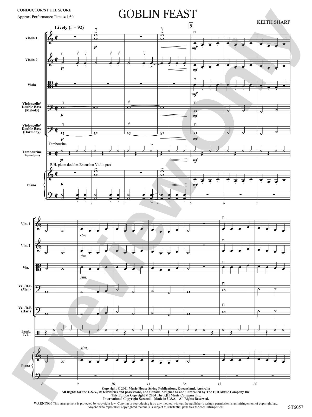 Goblin Feast: String Orchestra Conductor Score & Parts