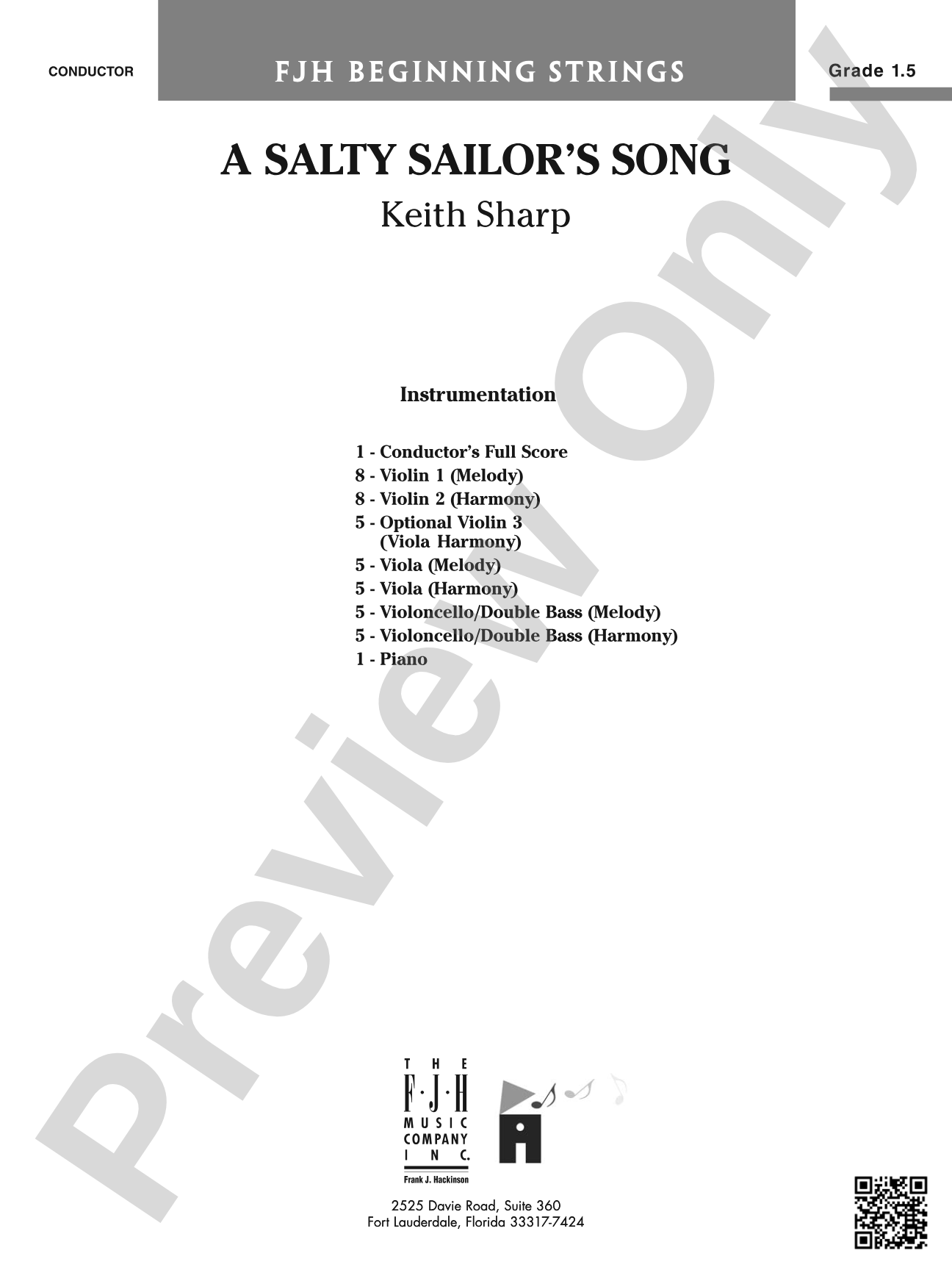 A Salty Sailor's Song: String Orchestra Conductor Score & Parts
