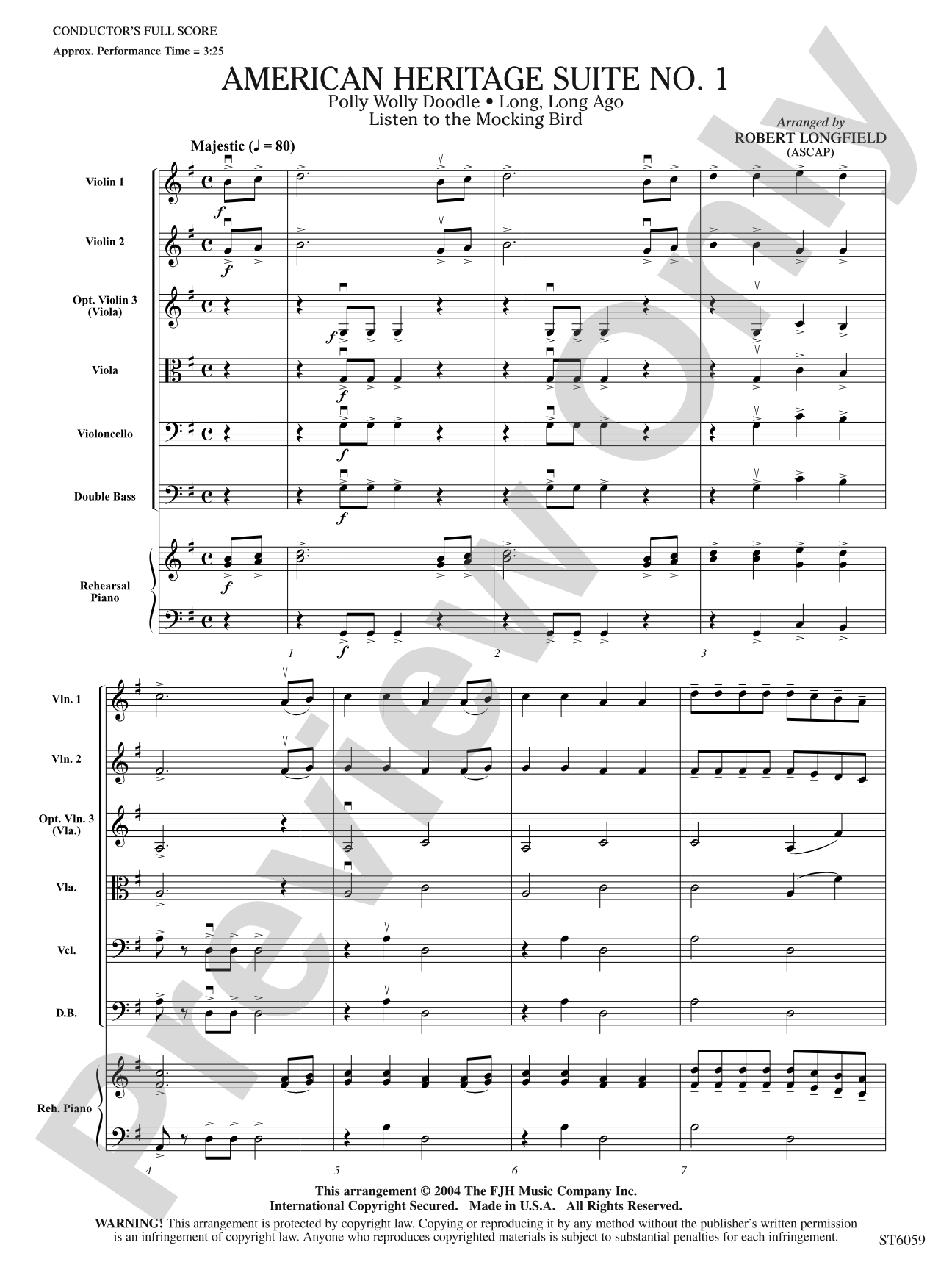 American Heritage Suite No. 1: String Orchestra Conductor Score & Parts
