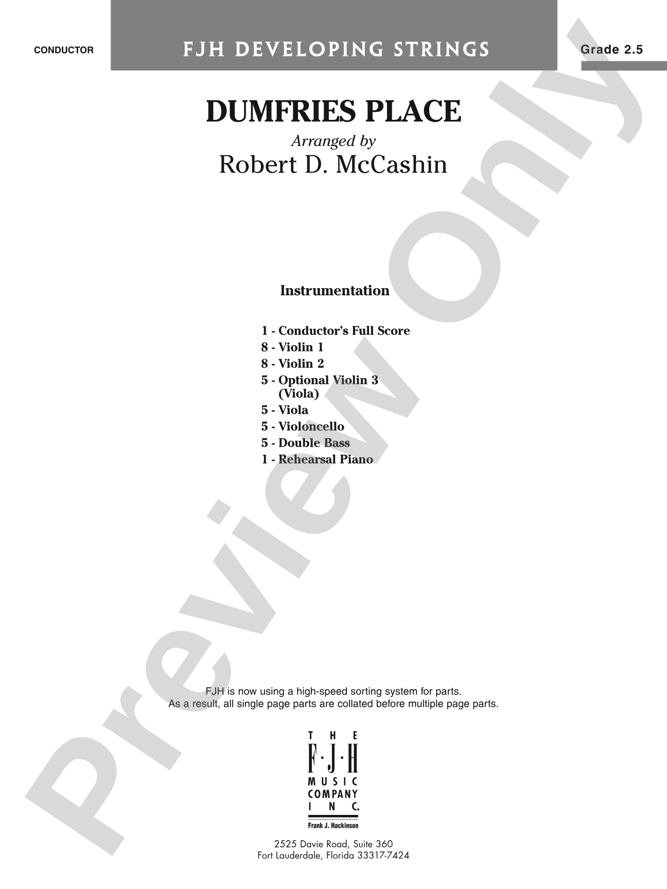 Dumfries Place: String Orchestra Conductor Score & Parts