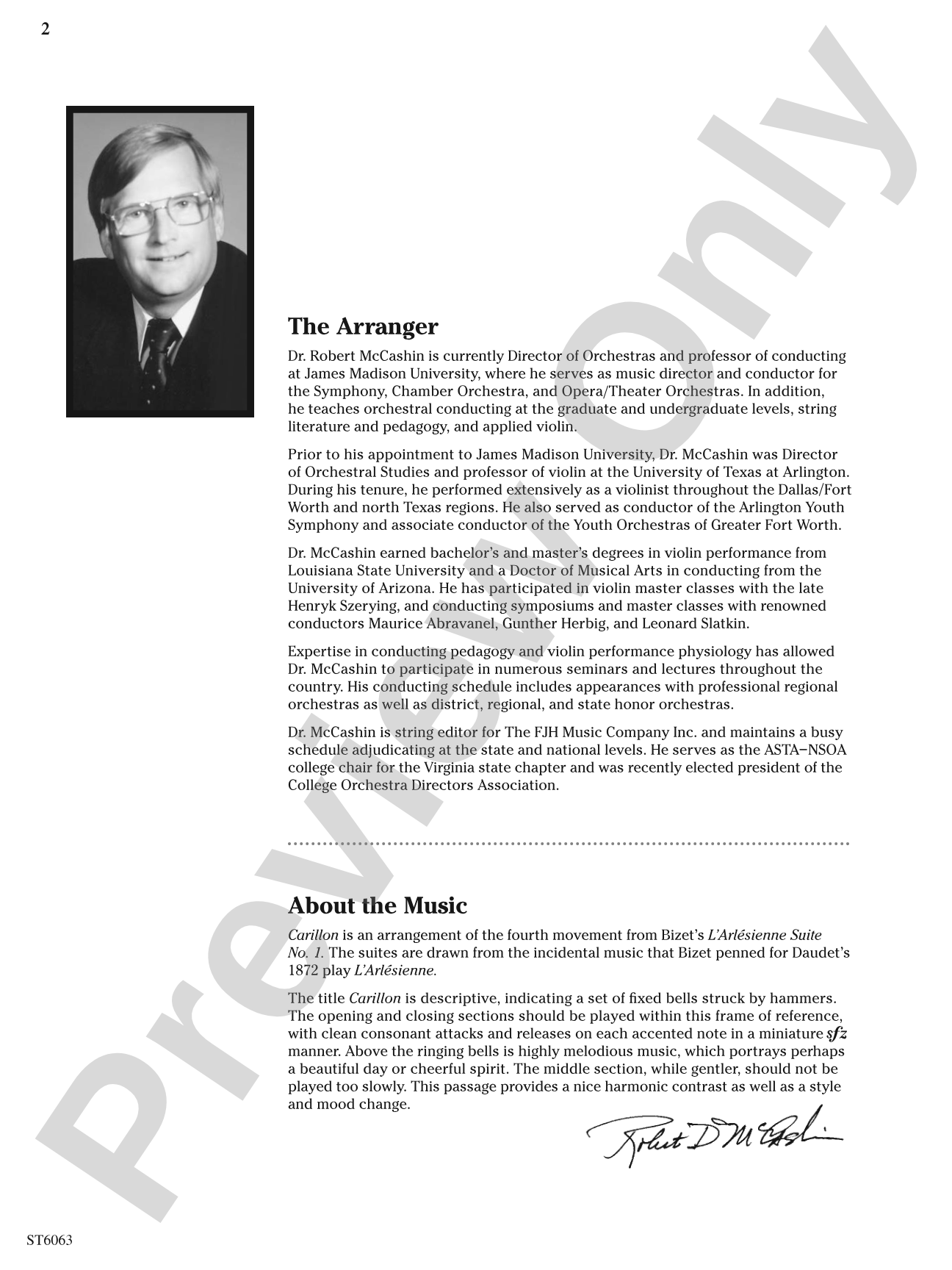 Carillon from L'arlesienne Suite No. 1: String Orchestra Conductor Score & Parts