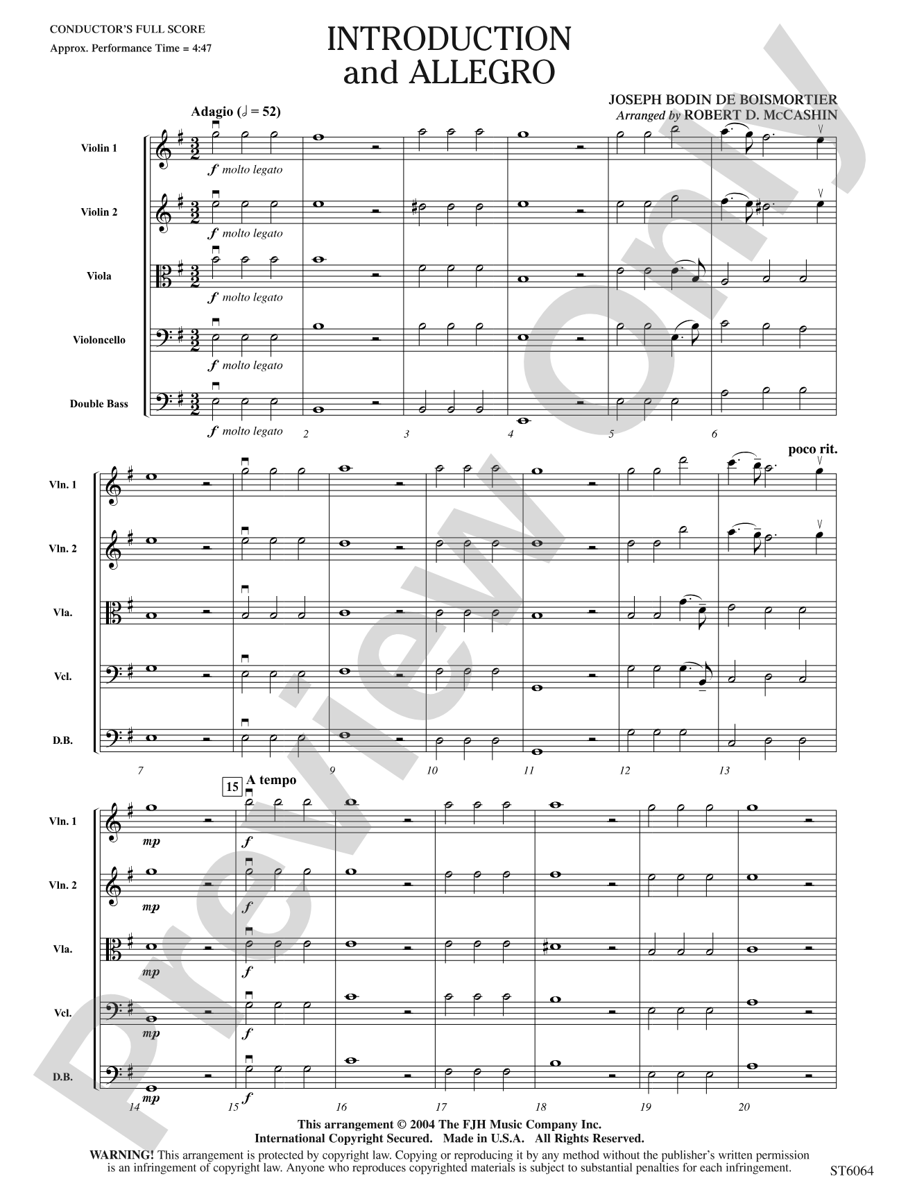 Introduction and Allegro: String Orchestra Conductor Score & Parts
