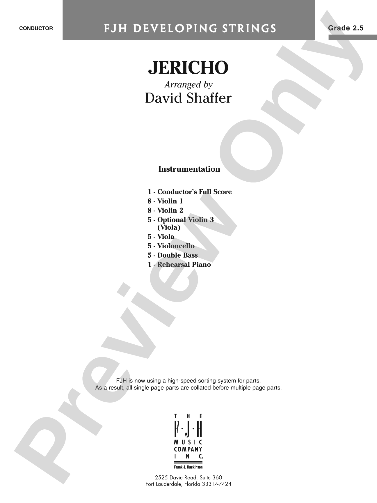 Jericho: String Orchestra Conductor Score & Parts