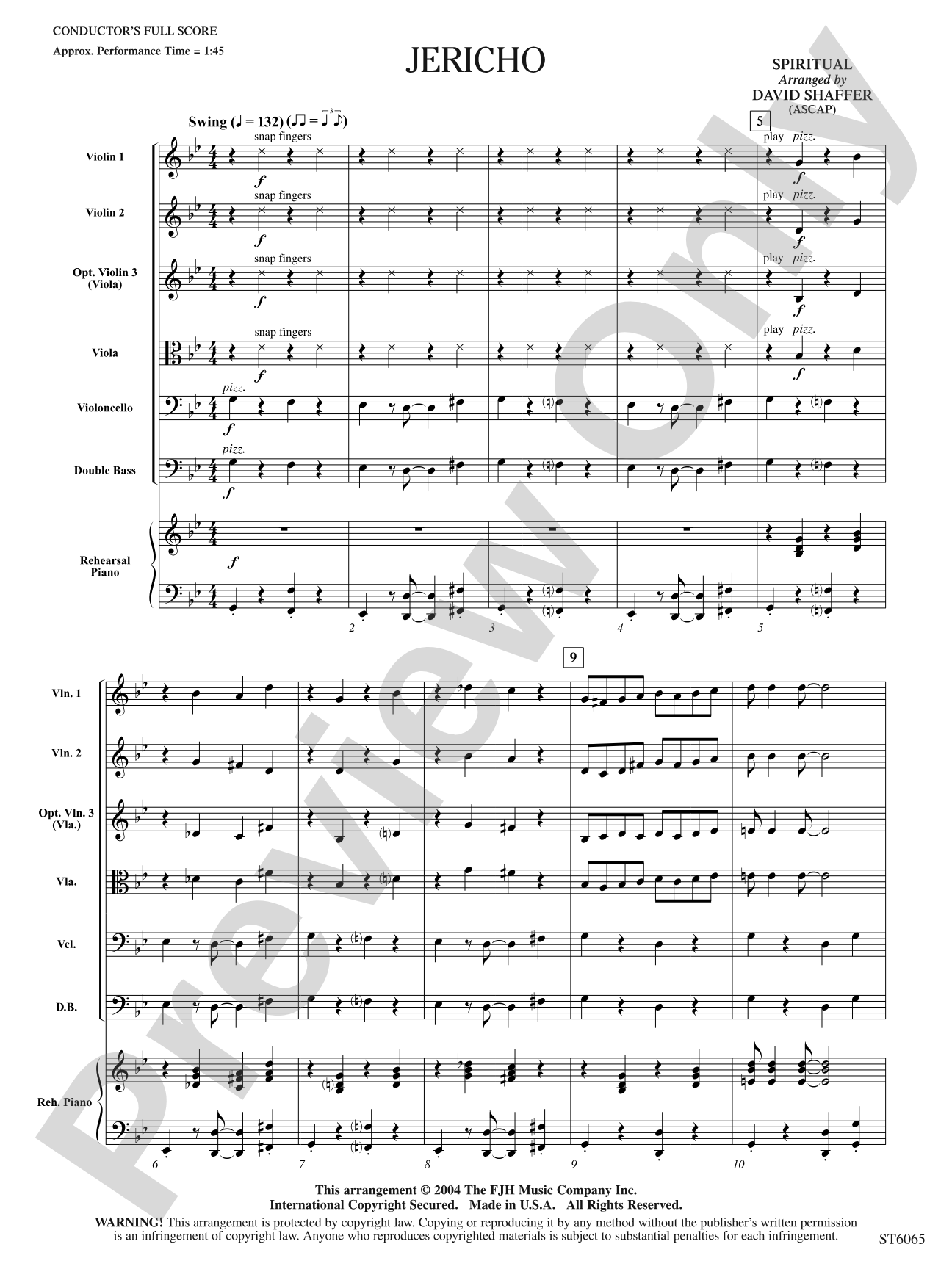 Jericho: String Orchestra Conductor Score & Parts
