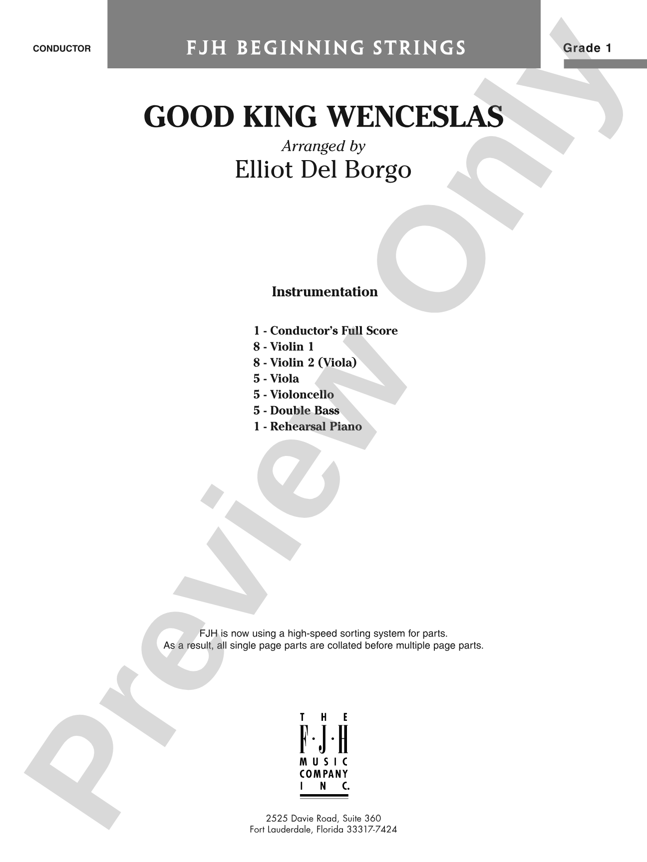 Good King Wenceslas: String Orchestra Conductor Score & Parts