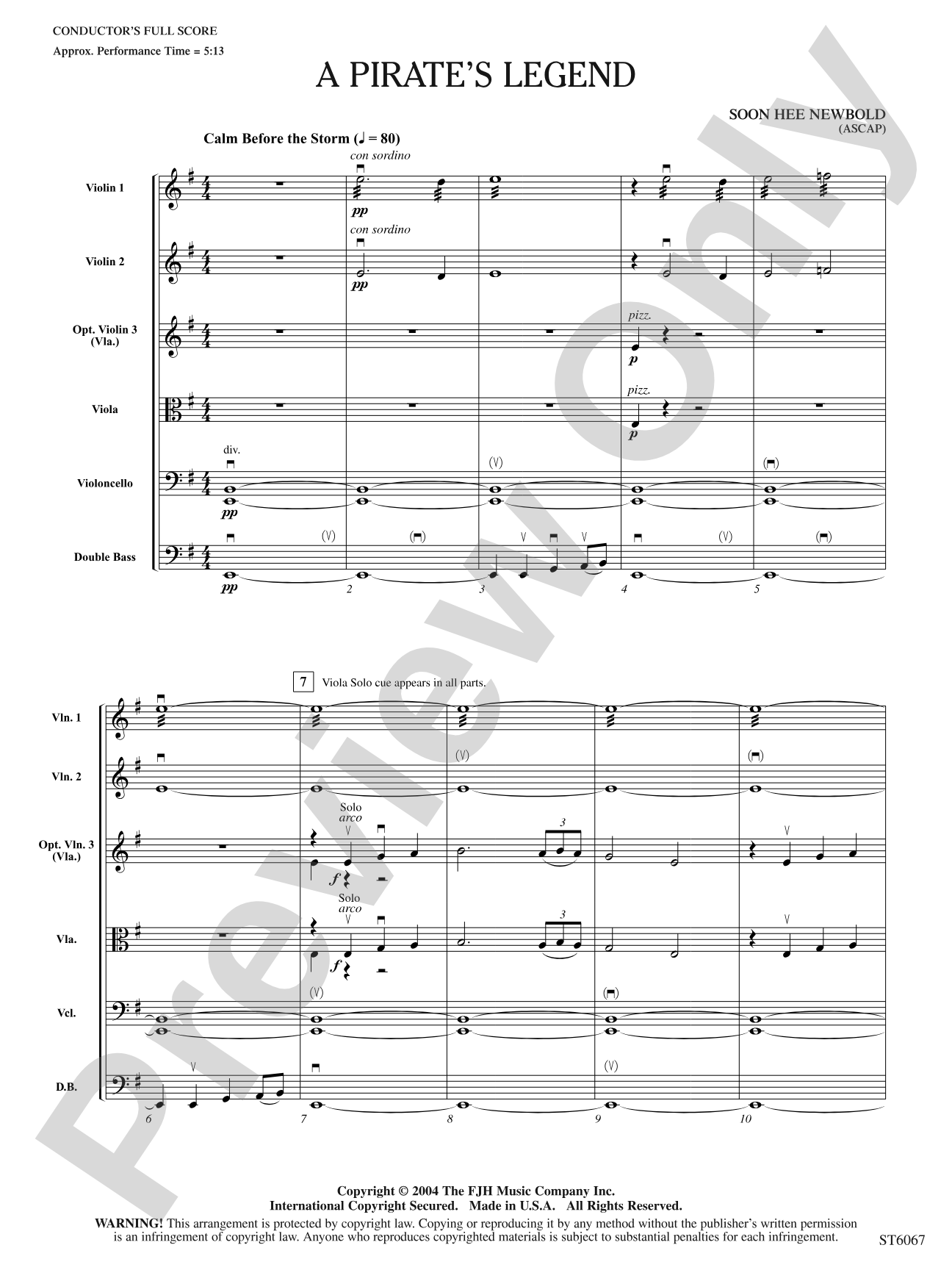 A Pirate's Legend: String Orchestra Conductor Score & Parts