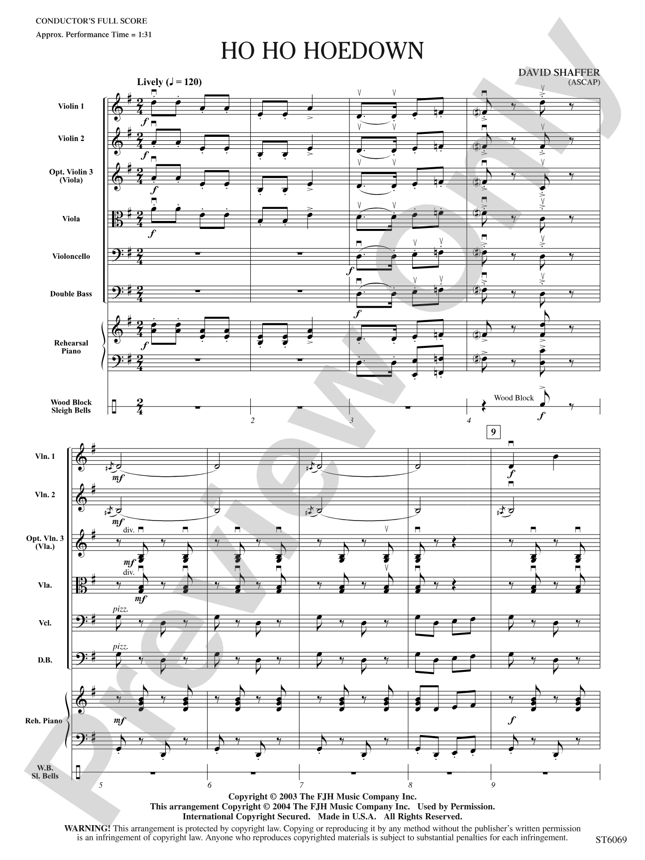 Ho Ho Hoedown: String Orchestra Conductor Score & Parts