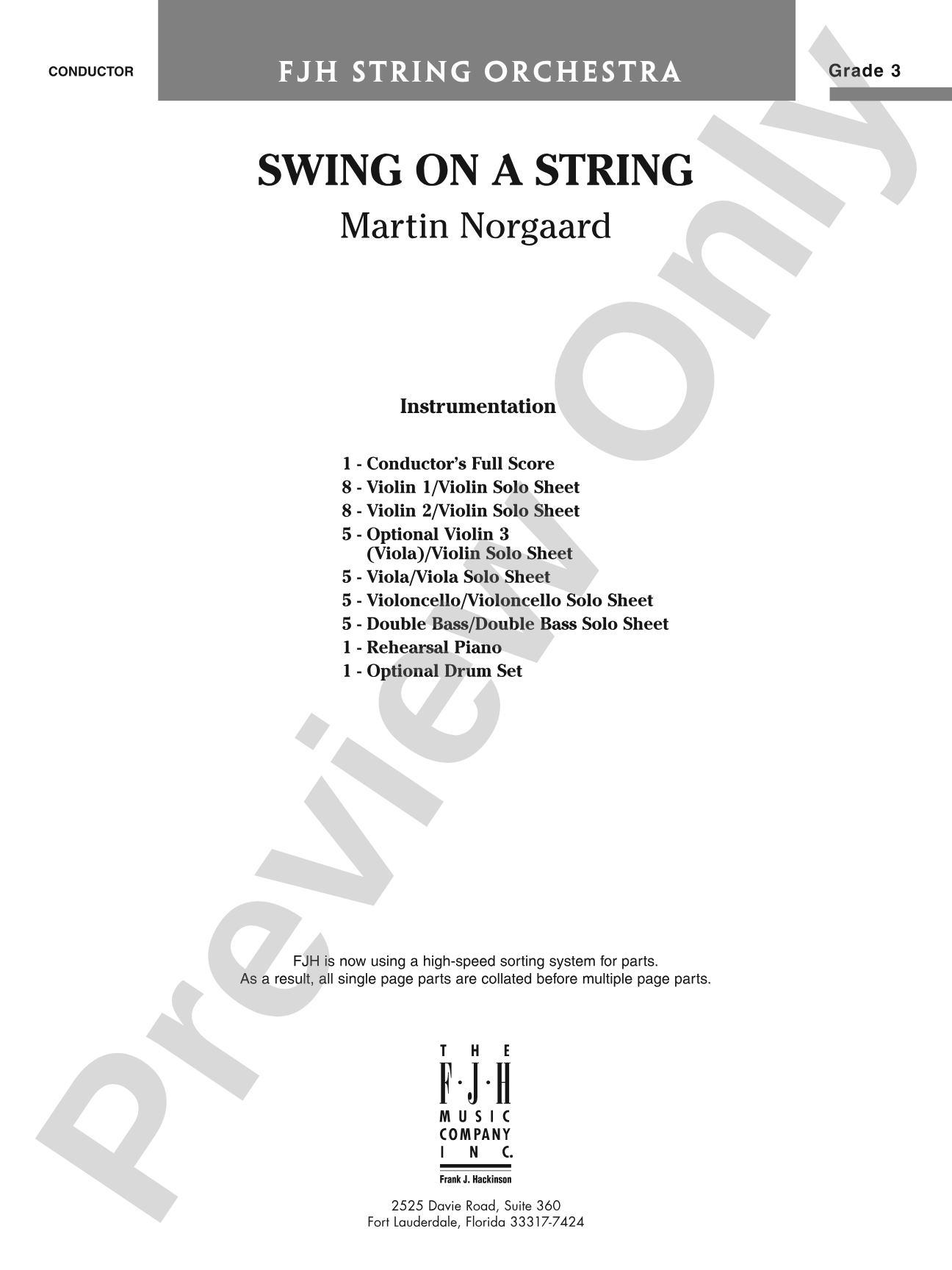 Swing on a String: String Orchestra Conductor Score & Parts