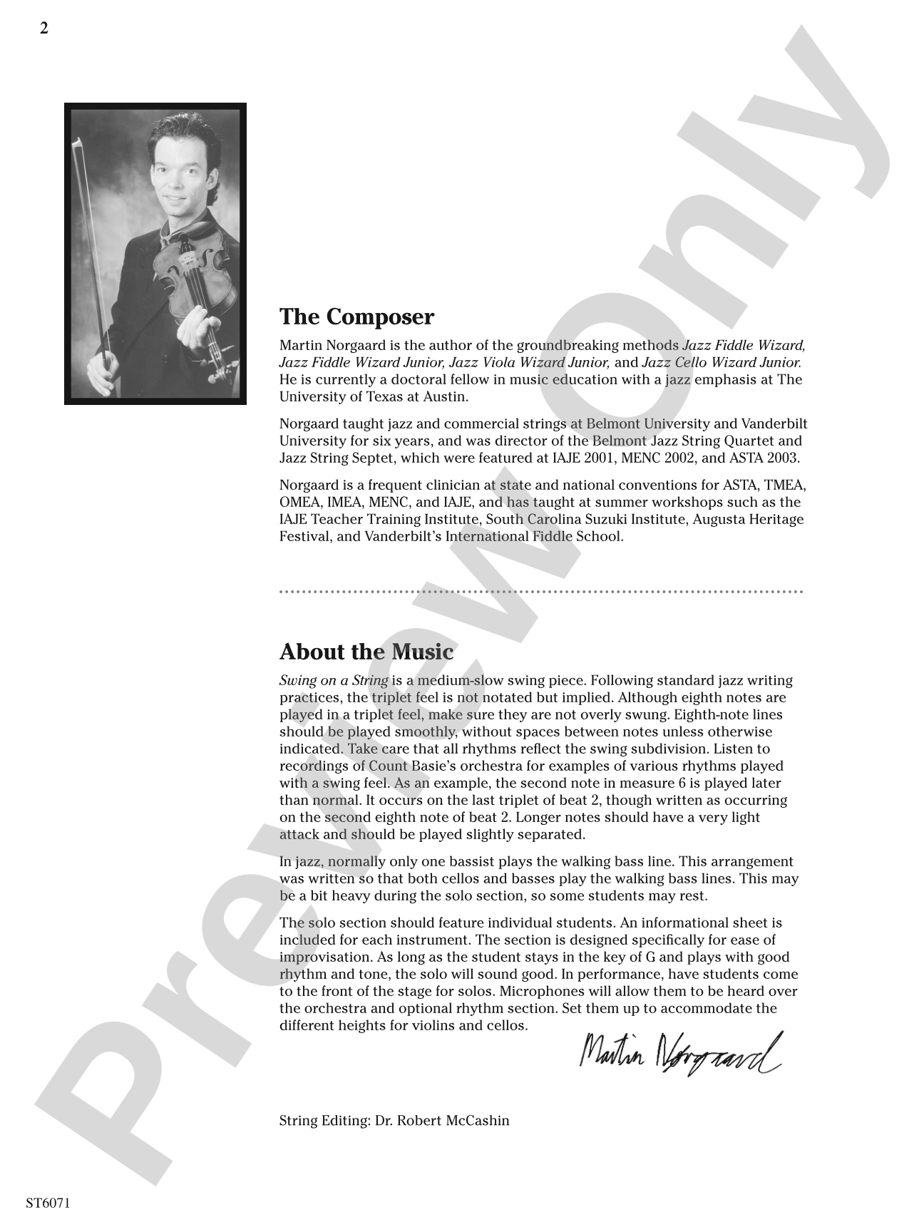 Swing on a String: String Orchestra Conductor Score & Parts