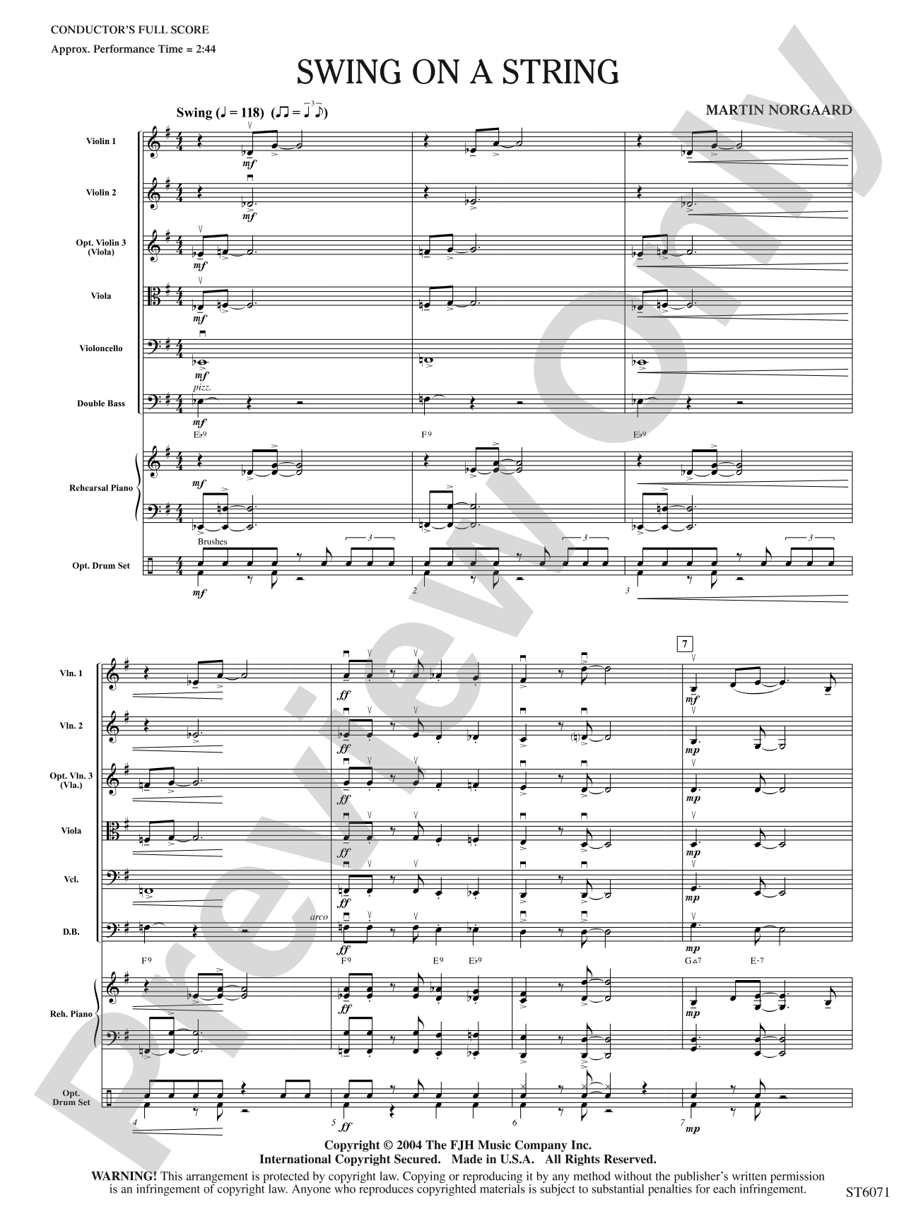 Swing on a String: String Orchestra Conductor Score & Parts