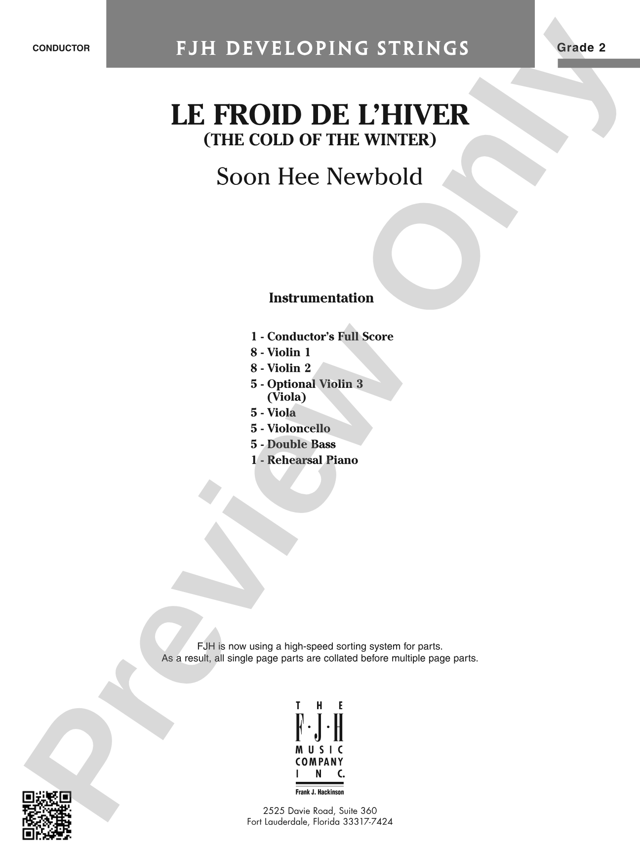Le froid de l'hiver (The Cold of the Winter): String Orchestra Conductor Score & Parts