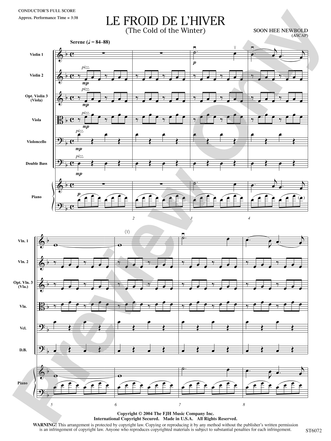 Le froid de l'hiver (The Cold of the Winter): String Orchestra Conductor Score & Parts