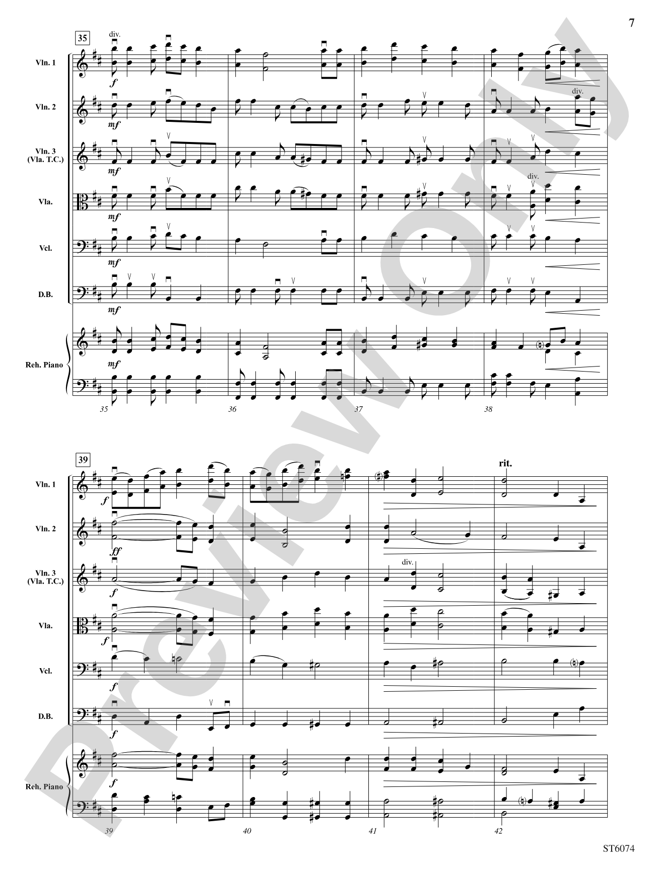 Deep River: String Orchestra Conductor Score & Parts