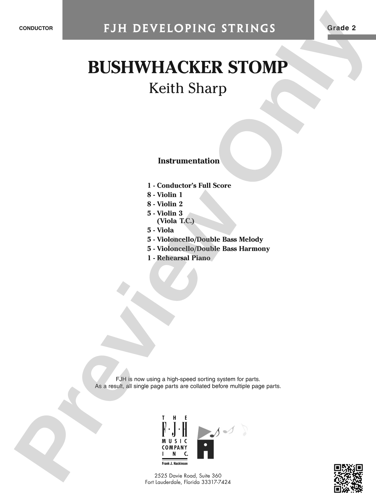 Bushwhacker Stomp: String Orchestra Conductor Score & Parts