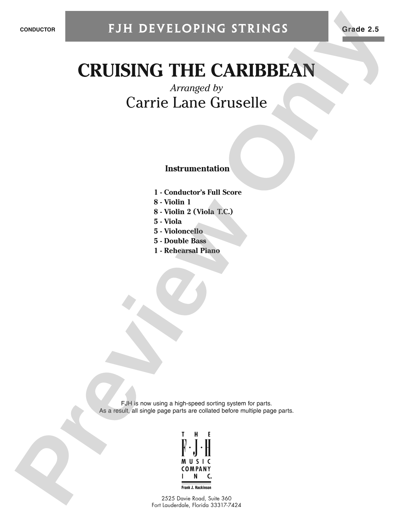 Cruising the Caribbean: String Orchestra Conductor Score & Parts