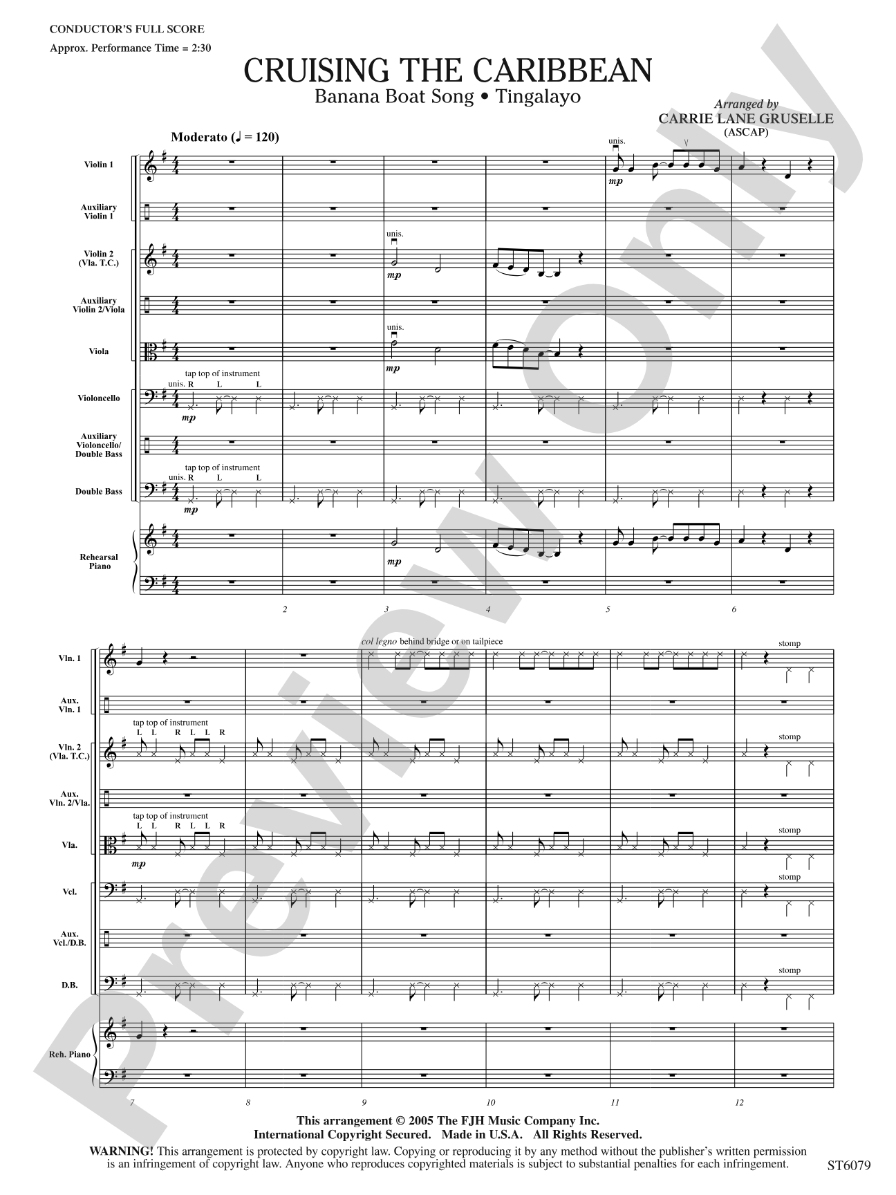 Cruising the Caribbean: String Orchestra Conductor Score & Parts