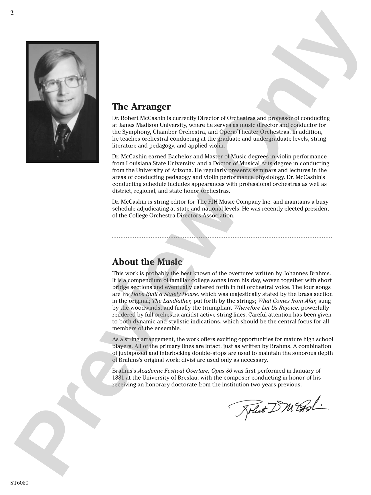 Academic Festival Overture, Opus 80: String Orchestra Conductor Score & Parts