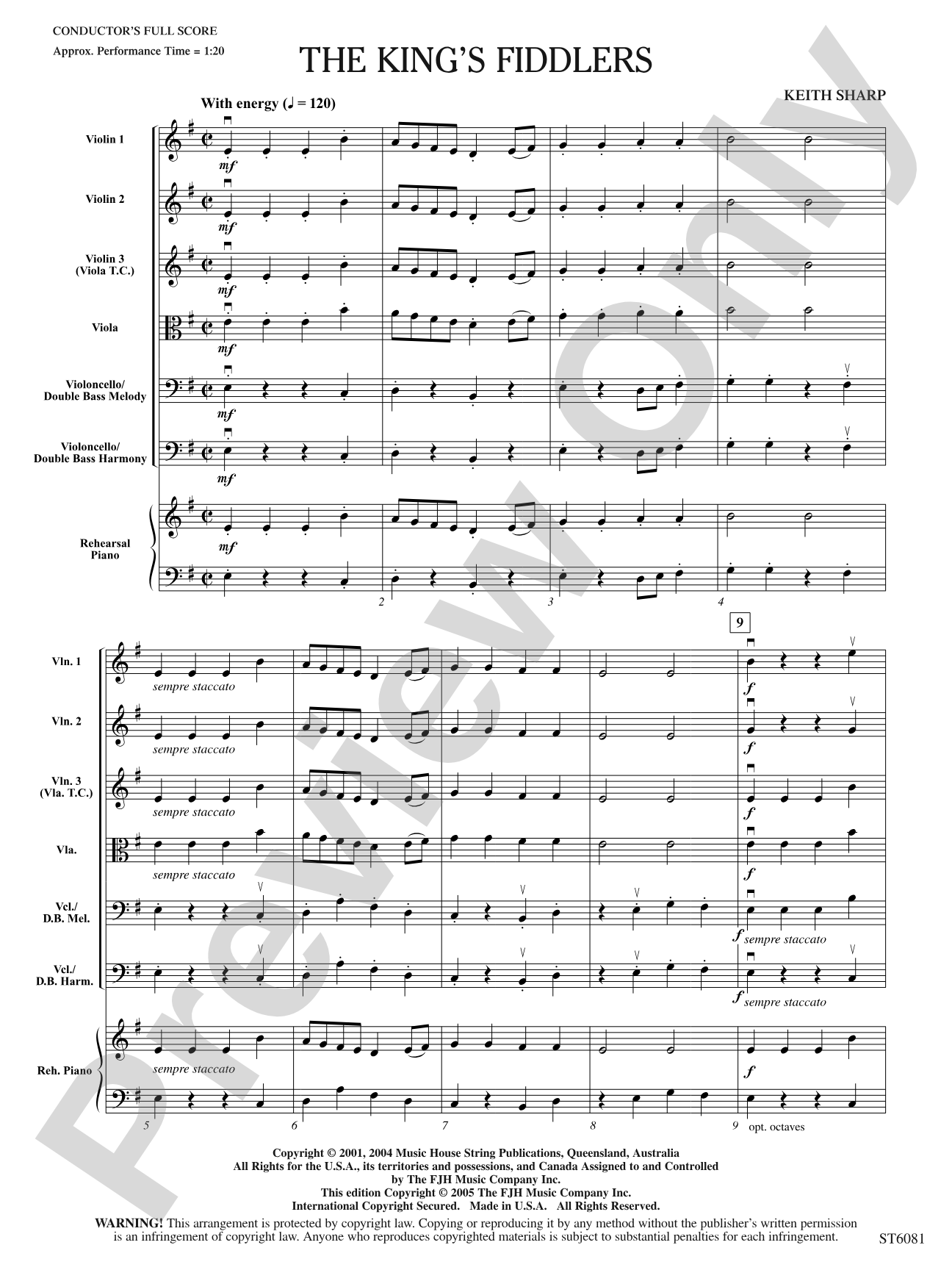 The King's Fiddlers: String Orchestra Conductor Score & Parts