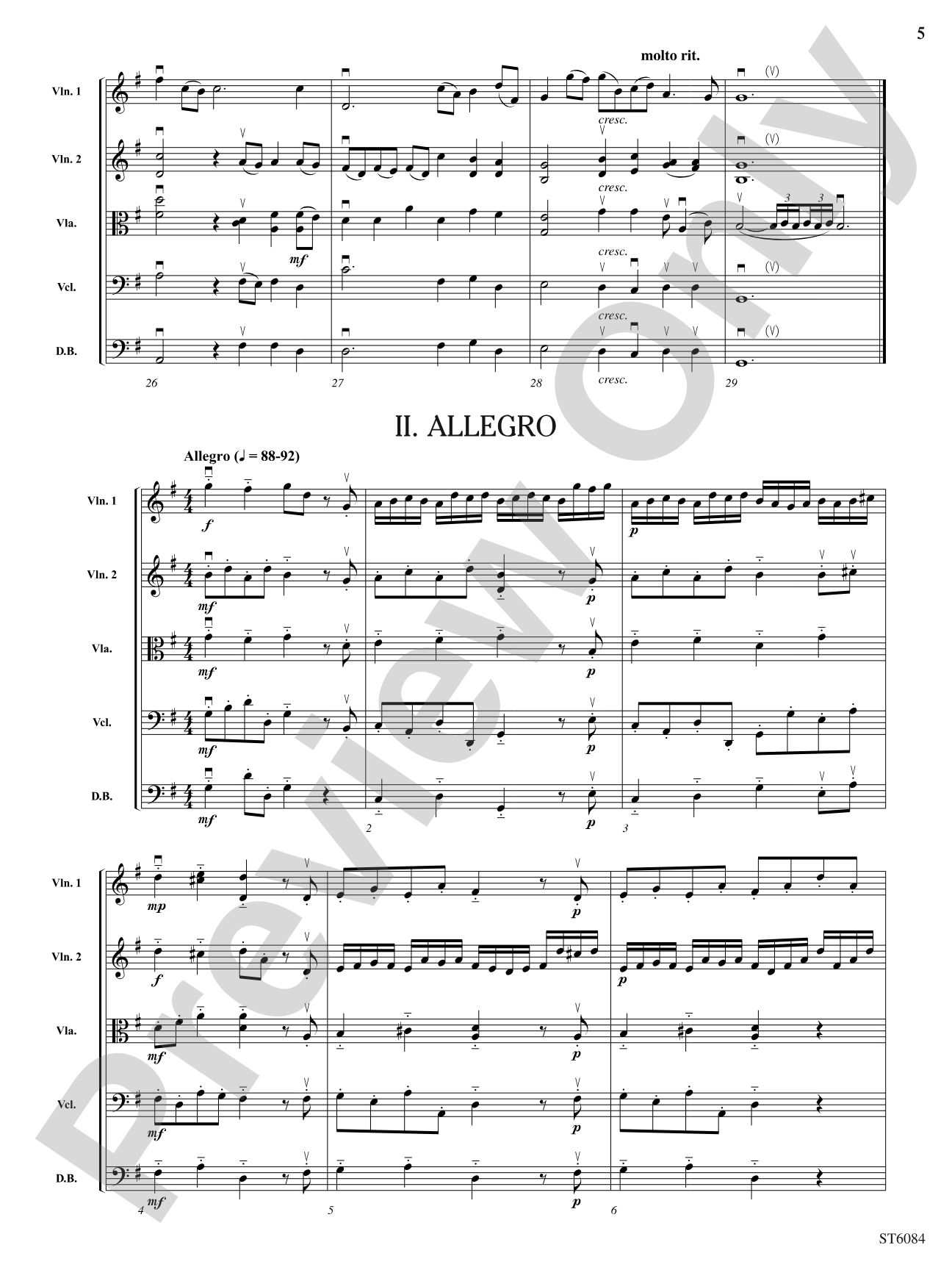 Sonata in G: String Orchestra Conductor Score & Parts