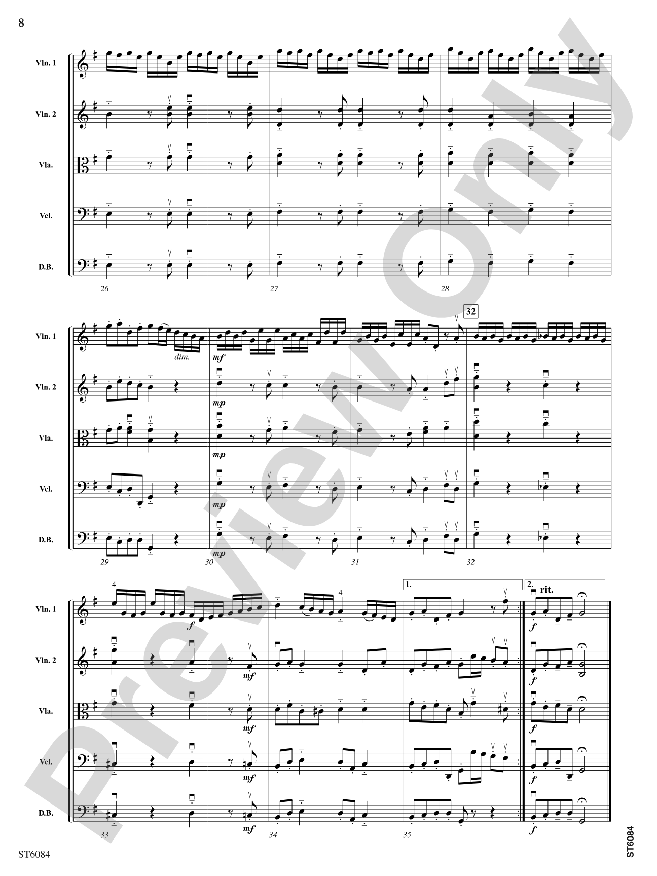 Sonata in G: String Orchestra Conductor Score & Parts