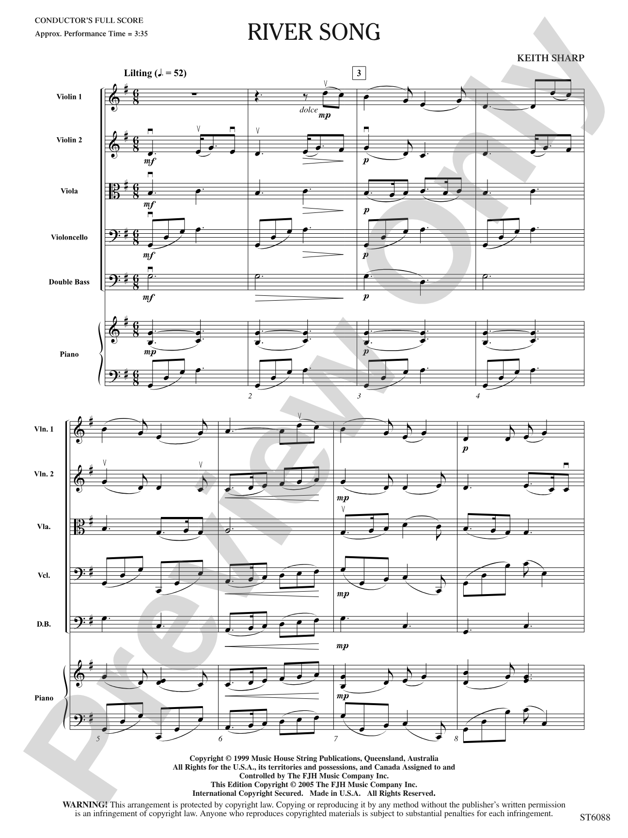 River Song: String Orchestra Conductor Score & Parts