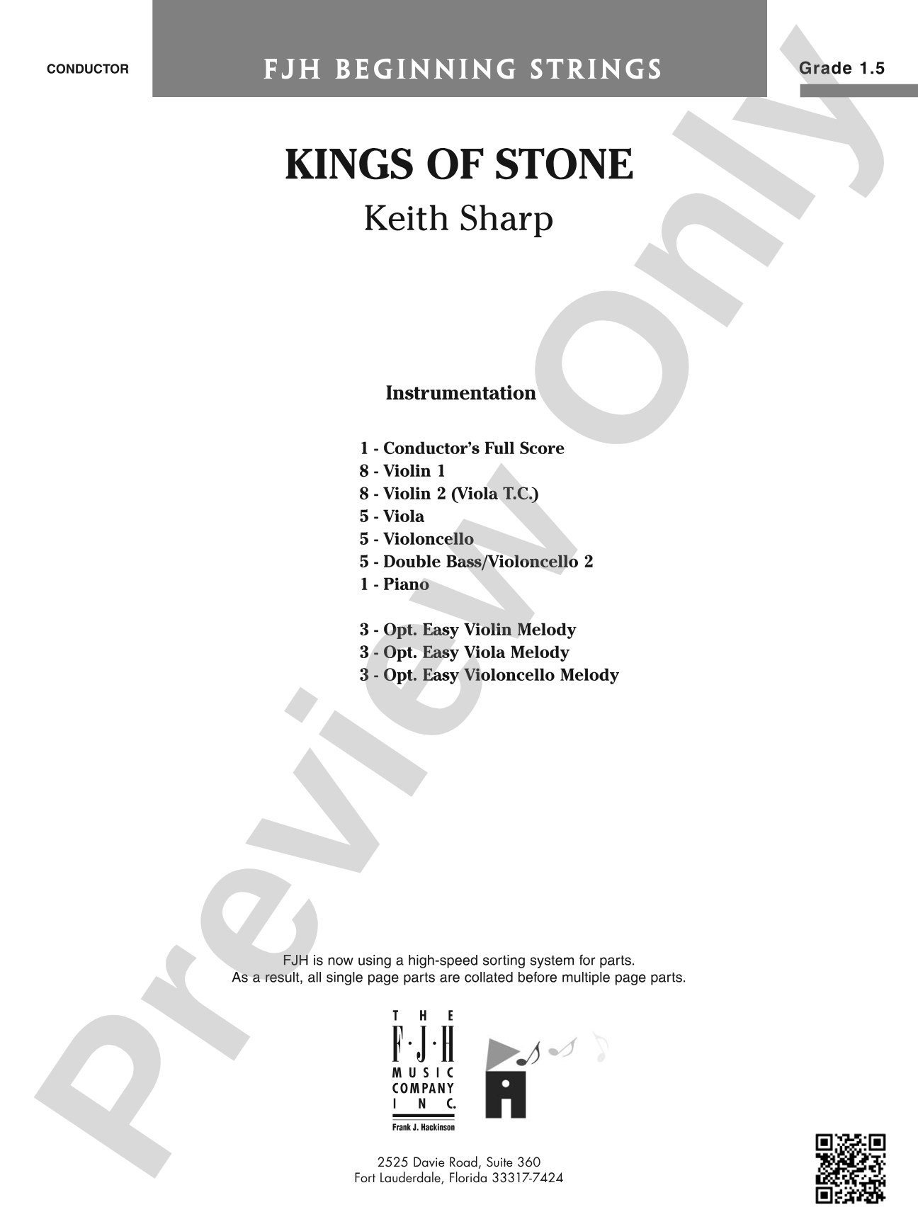 Kings of Stone: String Orchestra Conductor Score & Parts